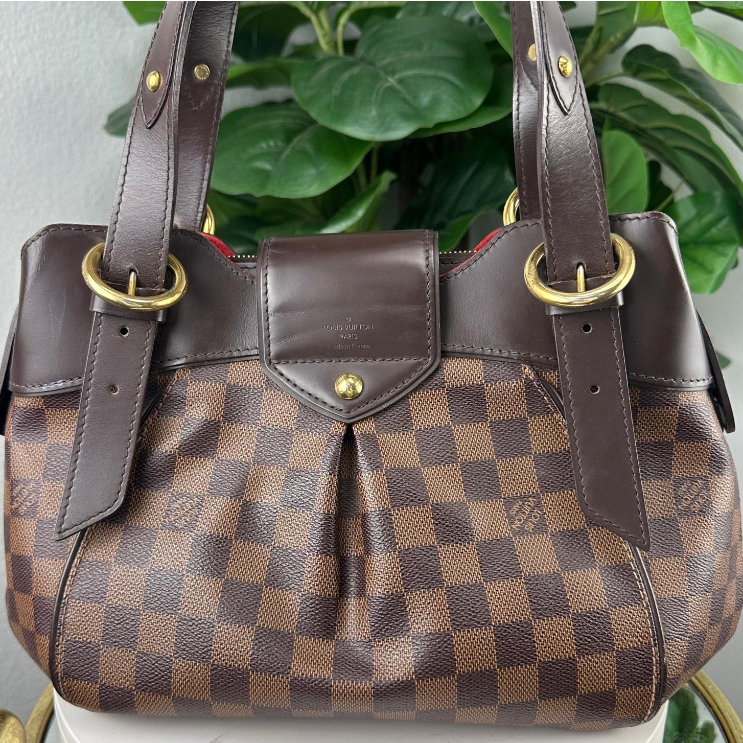 Authentic Louis Vuitton Sistina PM Damier Ebene Handbag