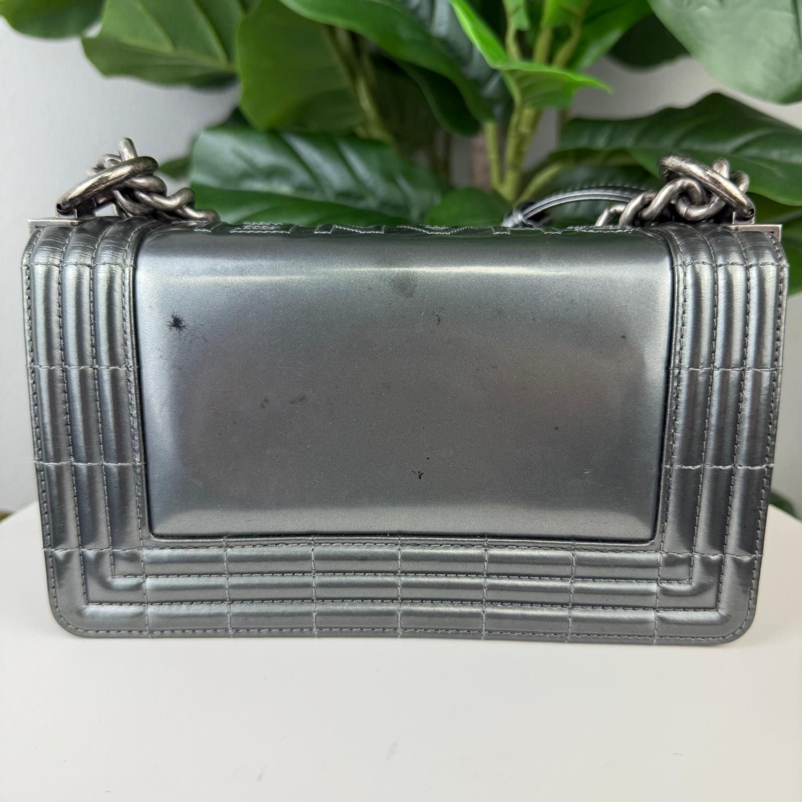 Authentic Chanel Patent Leather Boy Bag