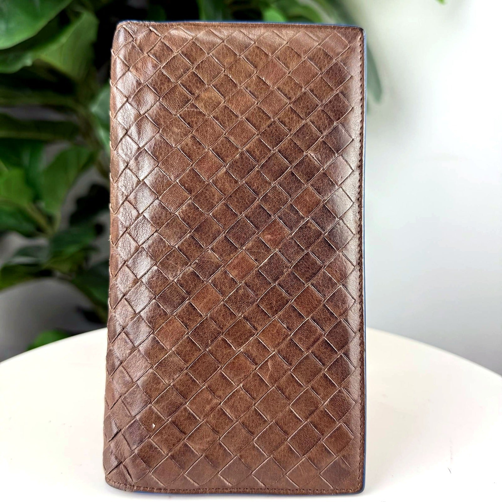 Authentic Bottega Veneta Intrecciato Woven Leather Long Wallet