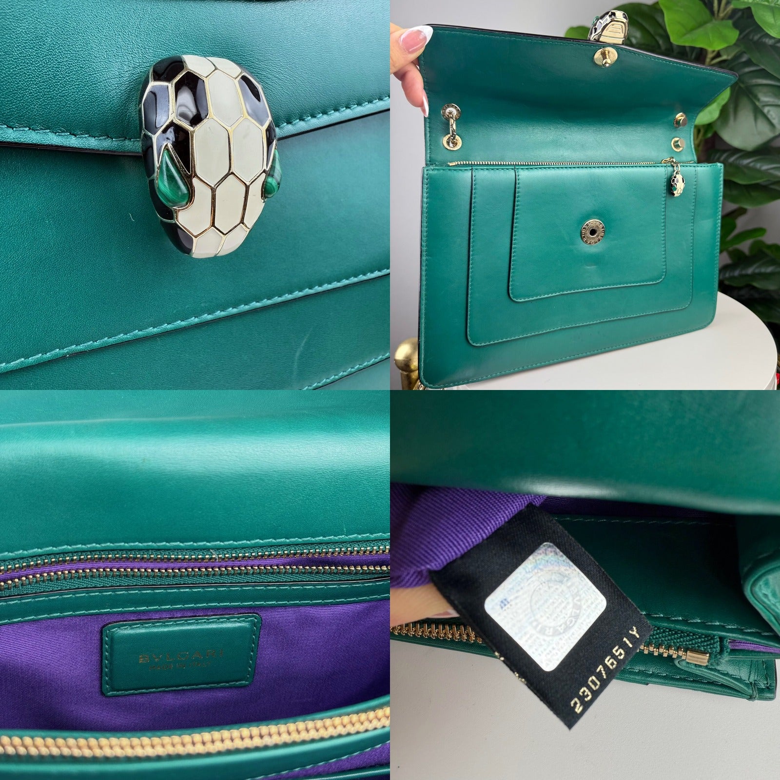 Bulgari Serpenti Forever green - clasp, interior and serial details