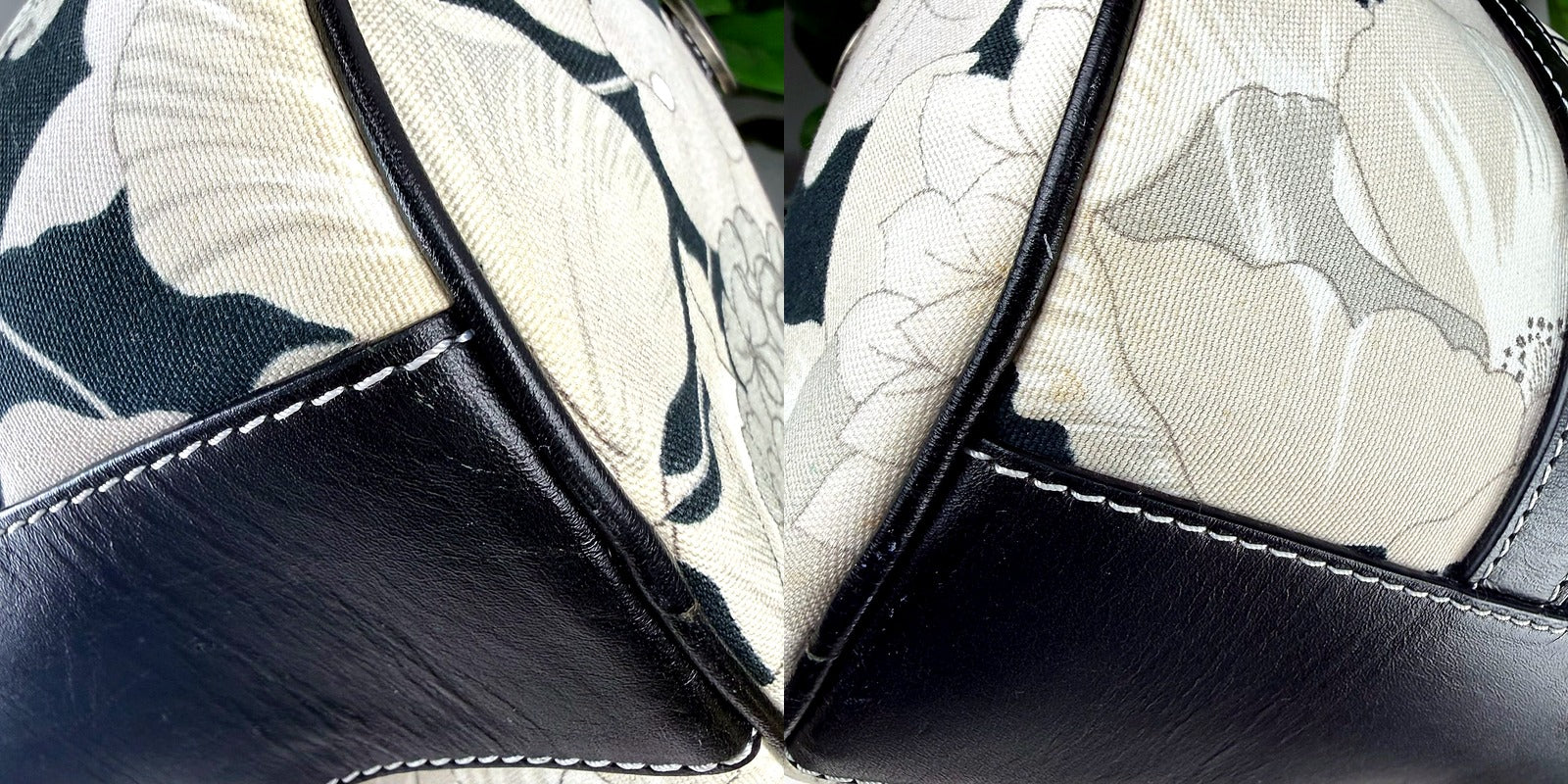 Authentic Burberry Black and Cream Floral Print Canvas Duffel Bag