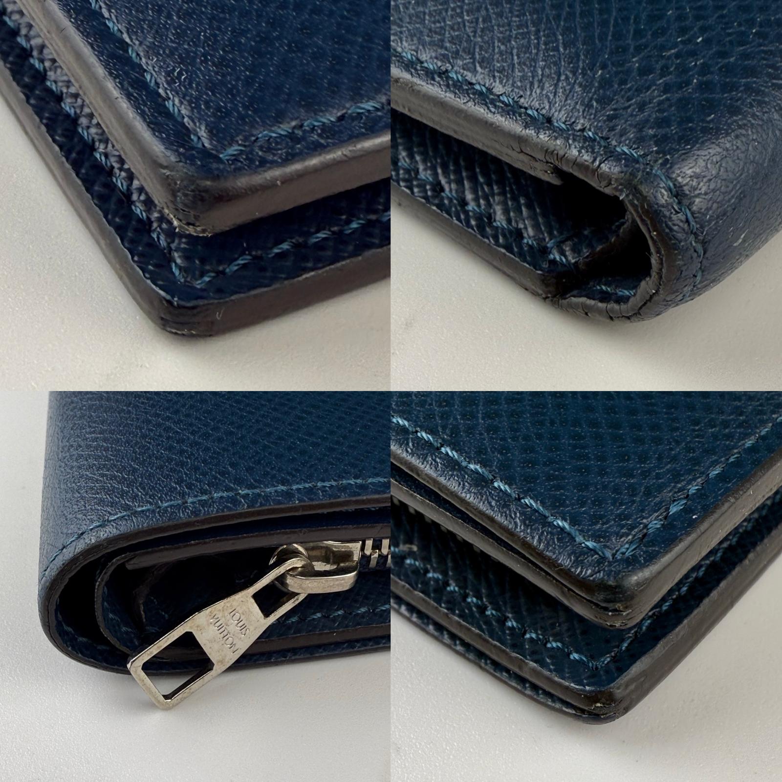 Authentic Louis Vuitton Navy Blue Leather Wallet Elegant Bifold/Card Organizer