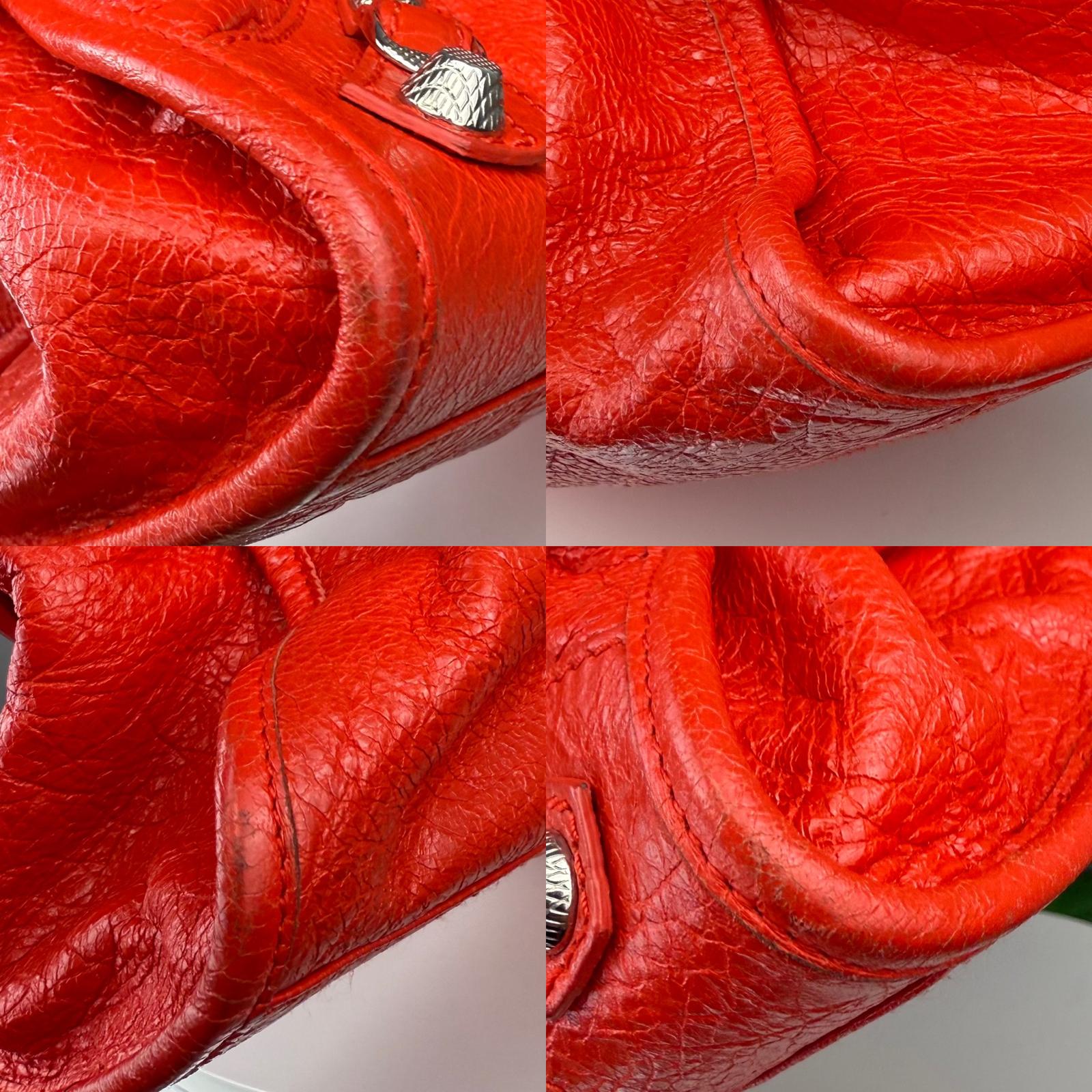 💎 Authentic Balenciaga Le City Bag Red Lambskin Leather Tote Shoulder Handbag