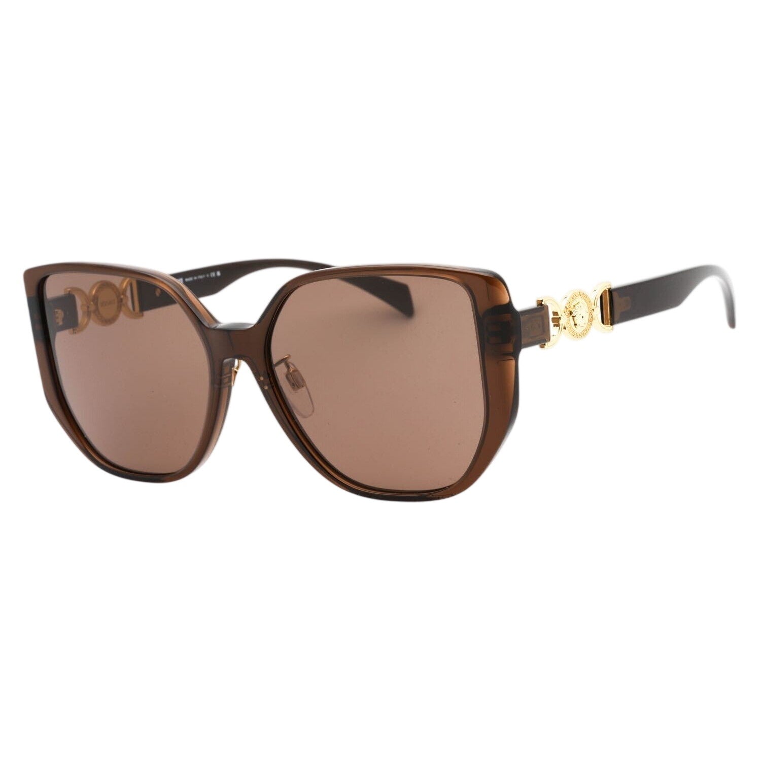 $400 Versace Transparent Brown Greca Sunglasses