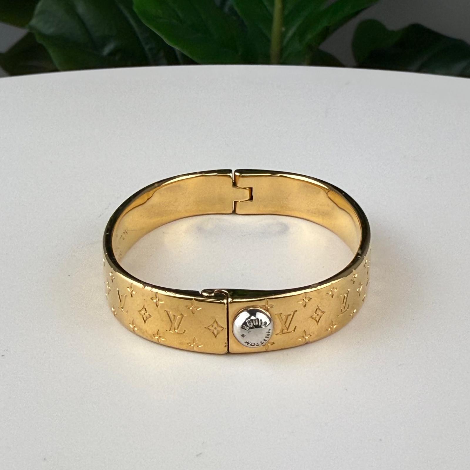 💎Authentic Louis Vuitton Nanogram Cuff Gold Bracelet Size 6"