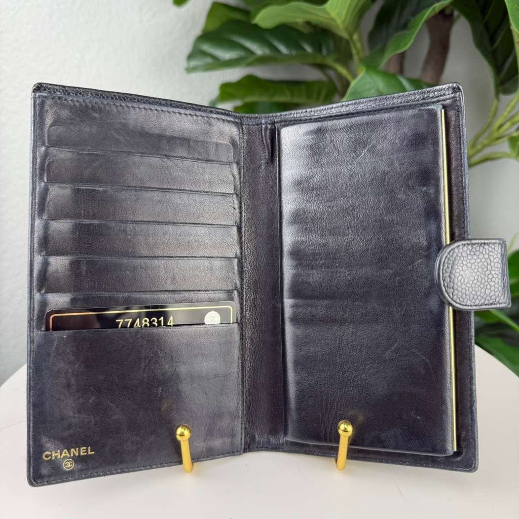 💎✨Chanel Black Caviar Leather Bifold Long Wallet