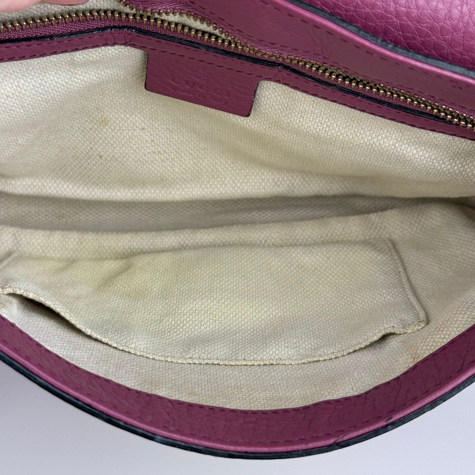 Authentic Gucci Soho Flap Crossbody Bag Purple