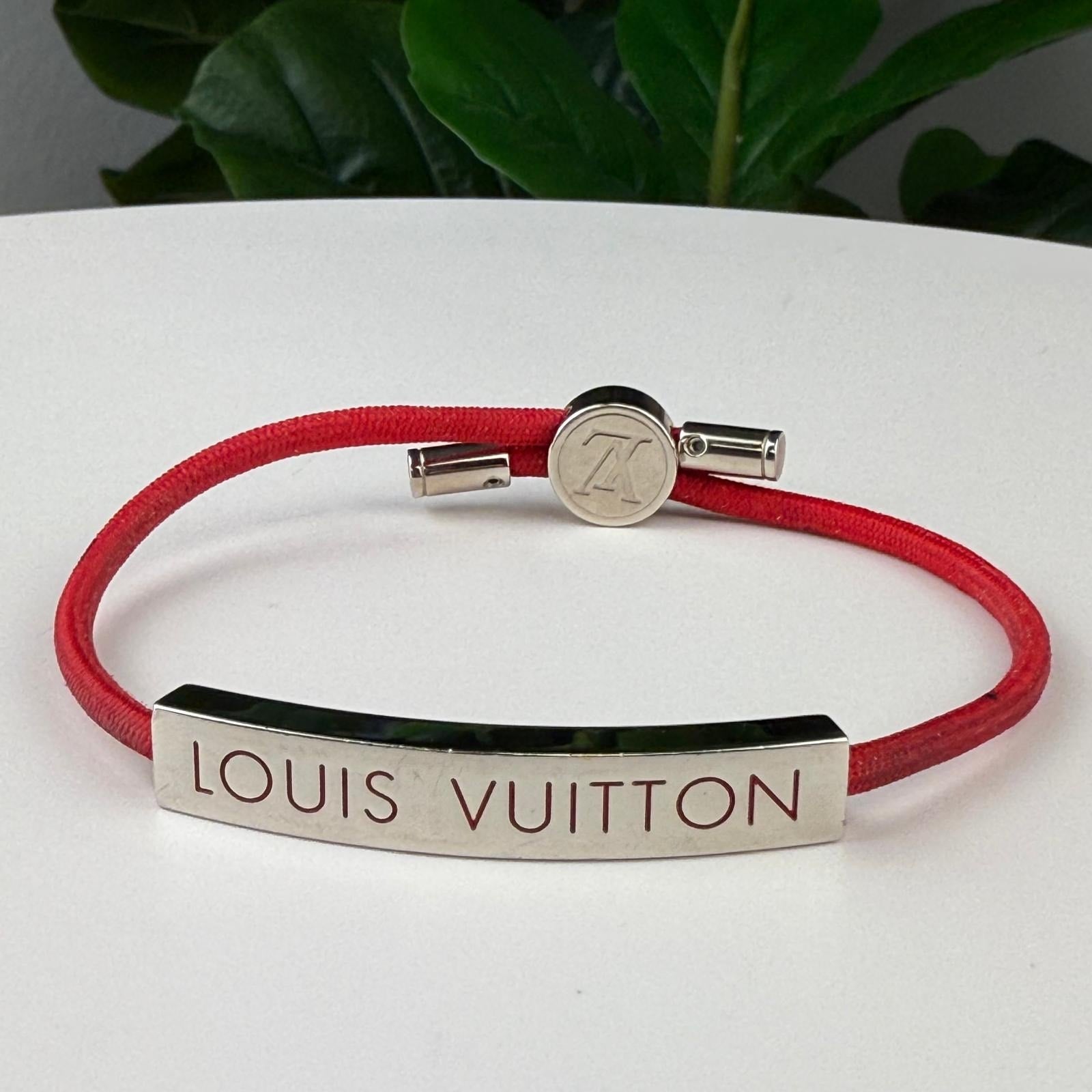💎✨Authentic LOUIS VUITTON  Nylon LV Space Bracelet Rouge Adjustable Size 5-9"