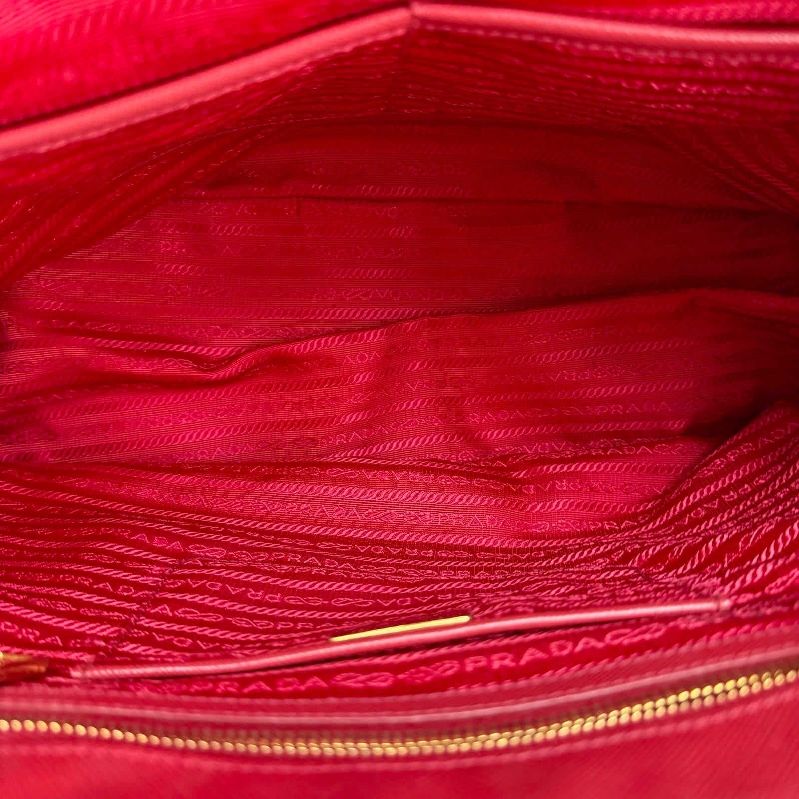 Authentic Prada Saffiano Lux Galleria Double Zip Tote Bag Red