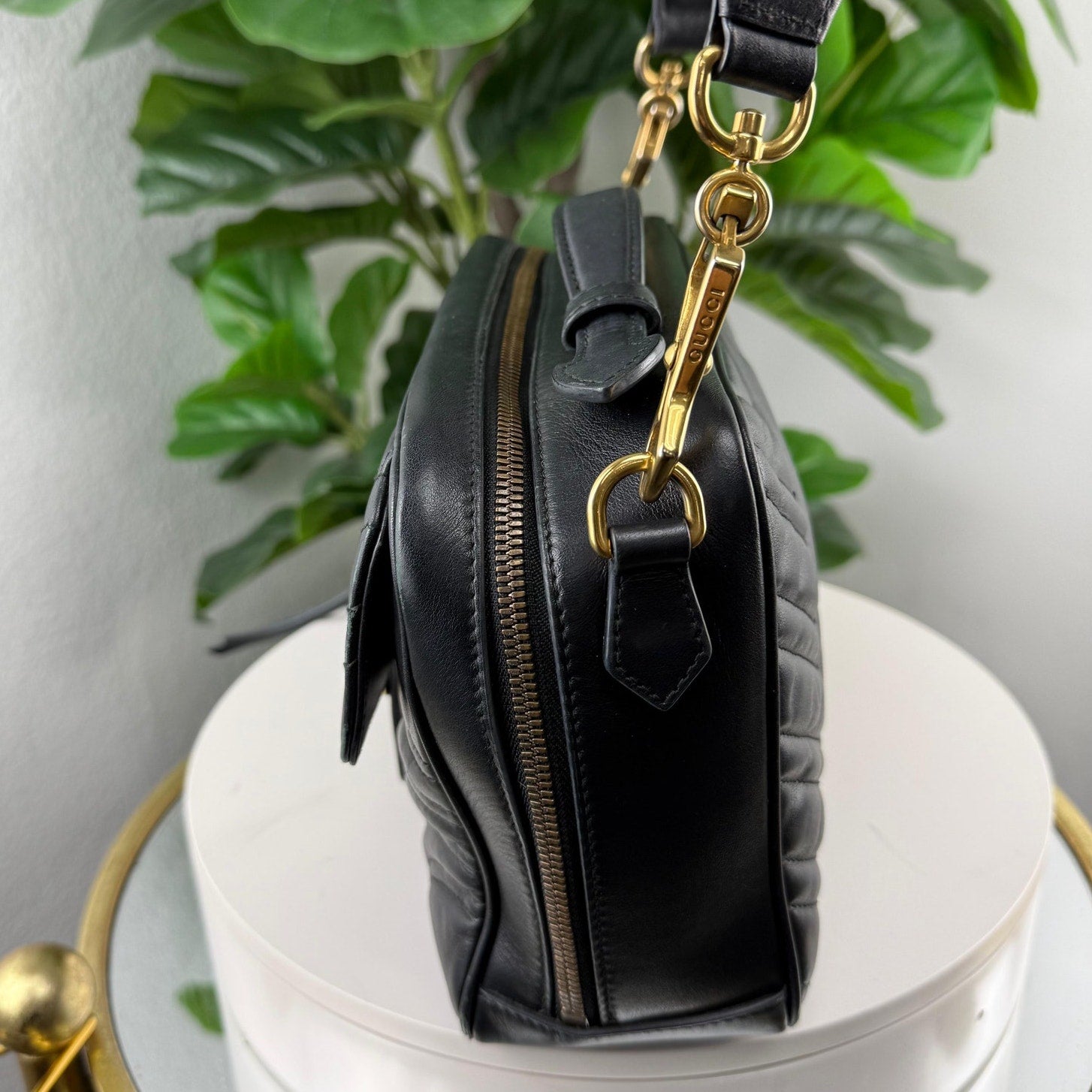 Authentic Gucci GG Marmont Small Black Leather Shoulder Bag