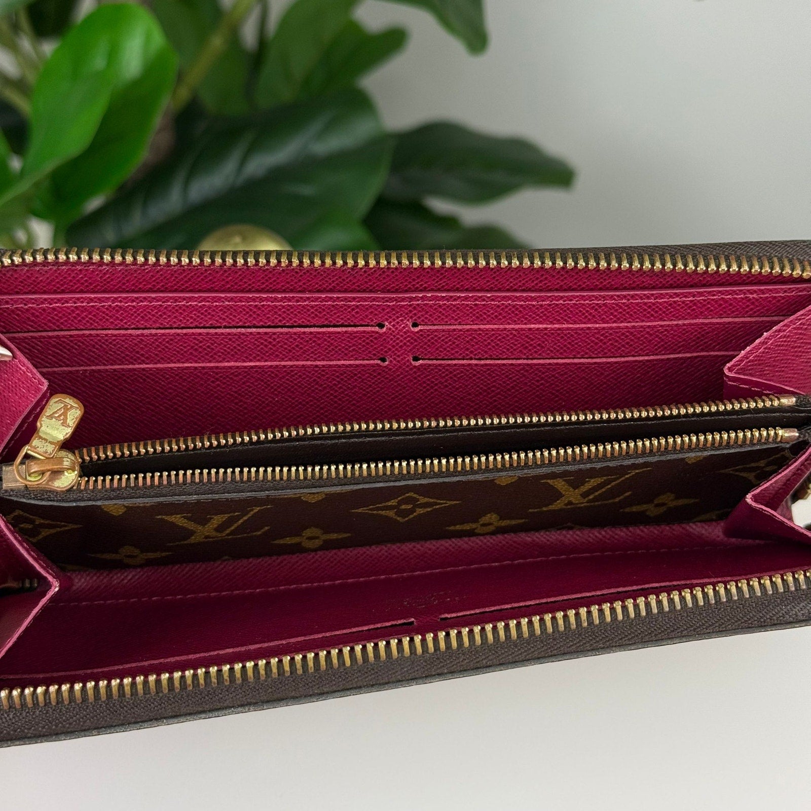 Authentic Louis Vuitton Monogram Zippy Wallet Long Wallet Fuchsia
