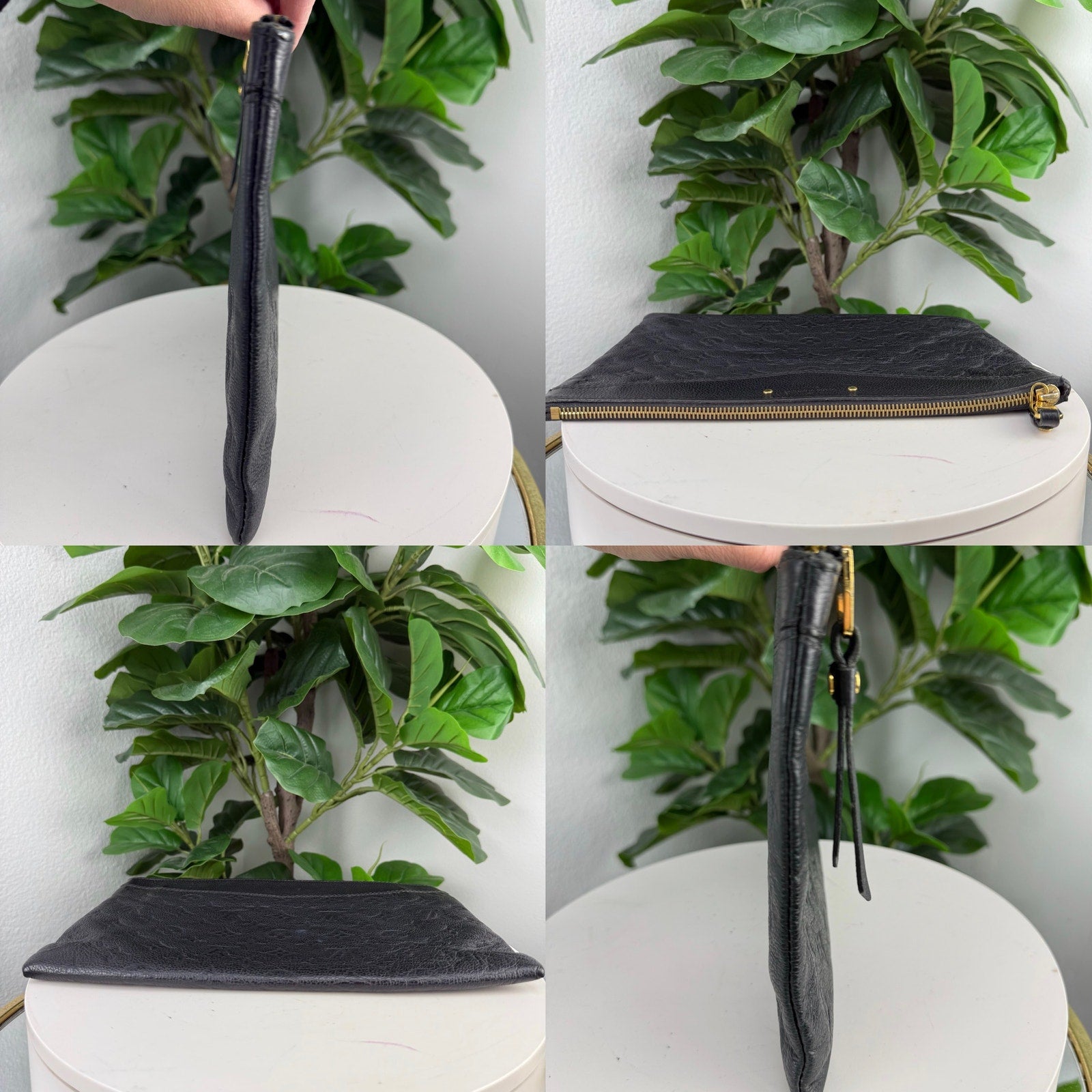 Louis Vuitton Monogram Empreinte Black Leather Clutch Bag Authentic Pre Owned
