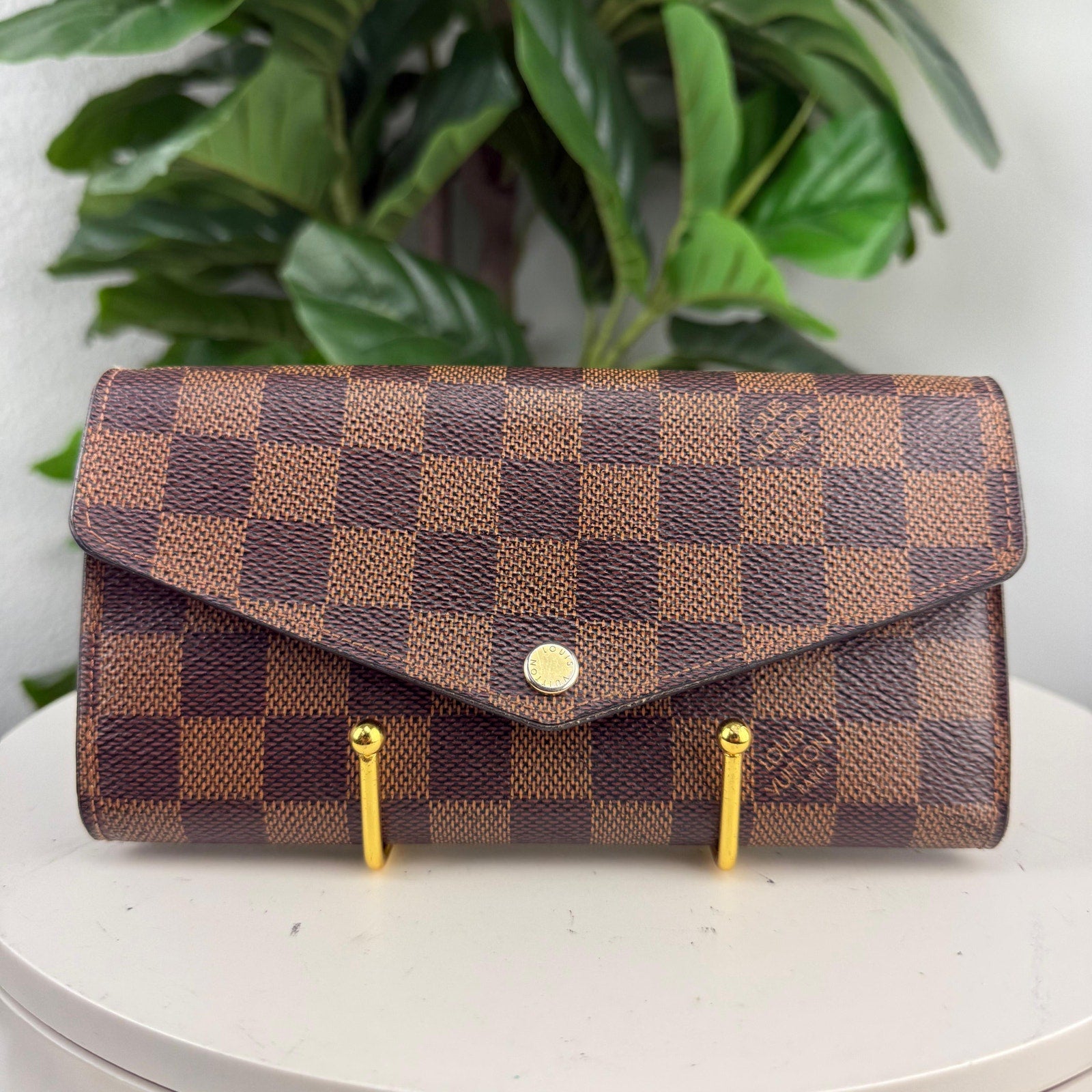 Louis Vuitton Damier Ebene Sarah Wallet Brown Long Wallet Authentic
