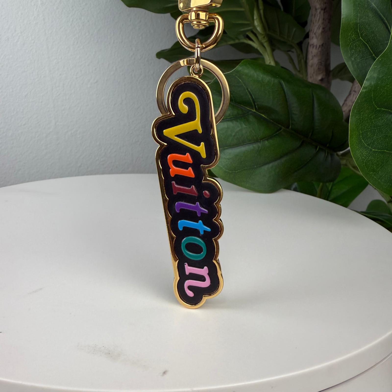 Authentic Louis Vuitton Black Multicolor Metal New Wave Bag Charm