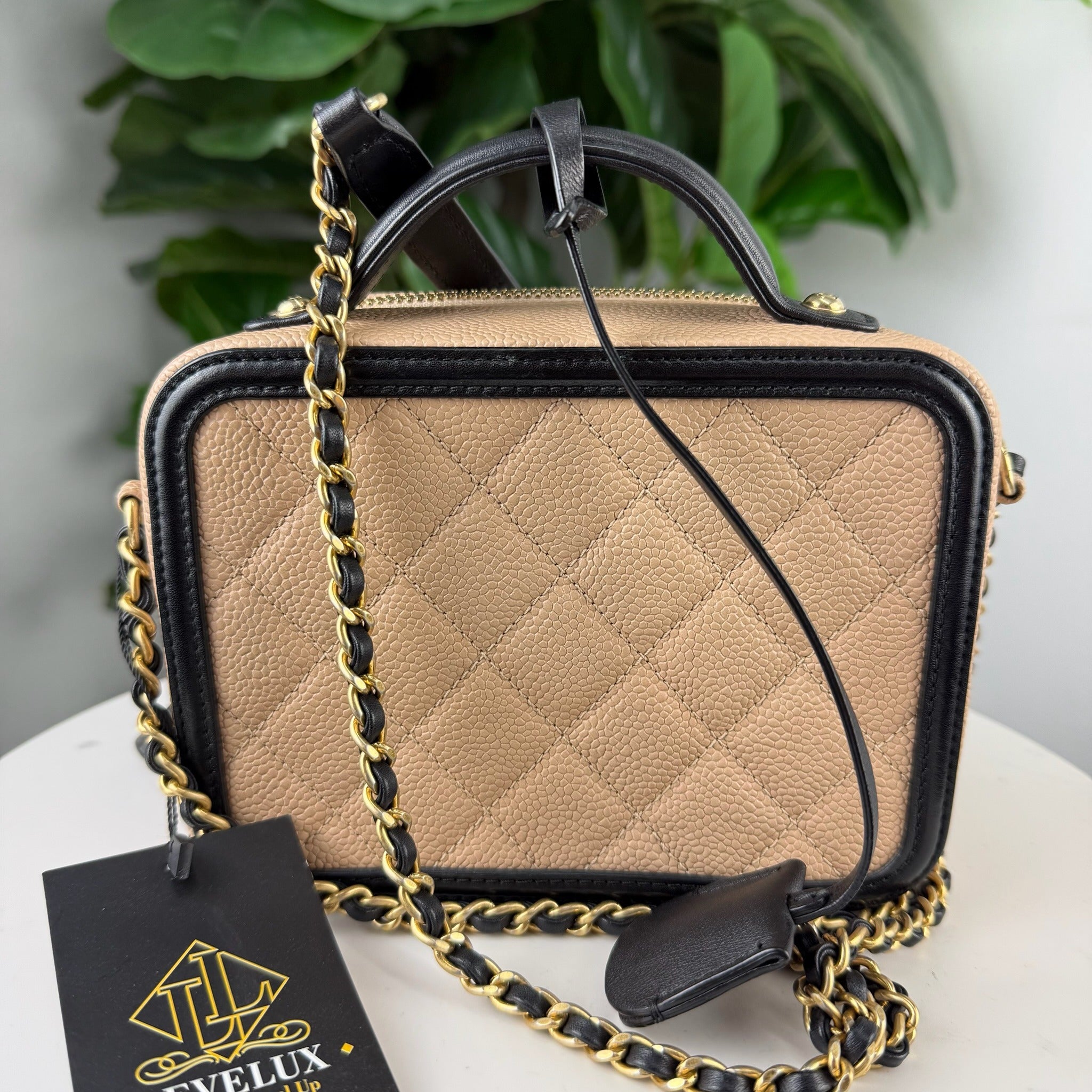 Chanel Filigree Vanity Case beige - back
