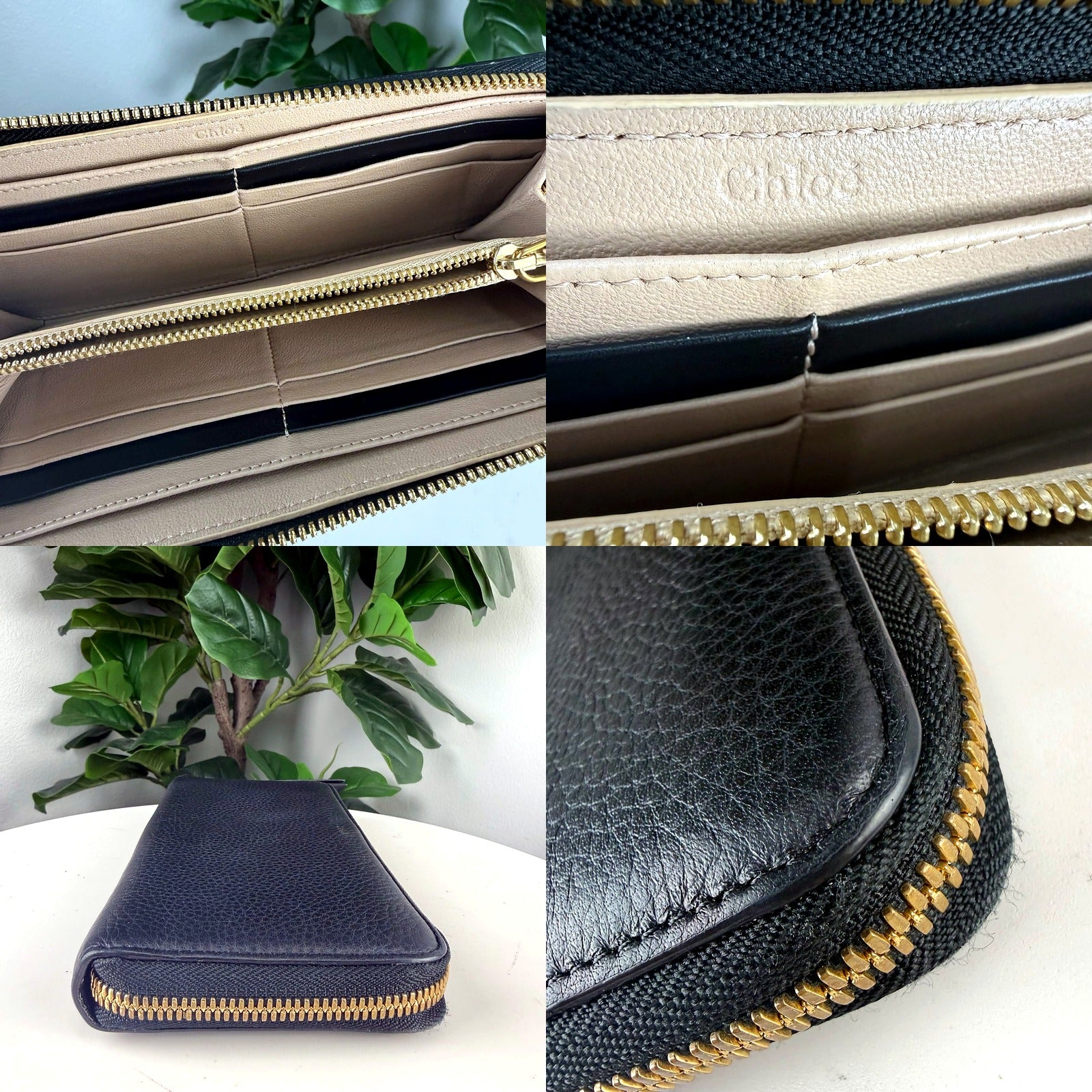 Authentic Chloe Black Pebbled Leather Zip-Around Wallet