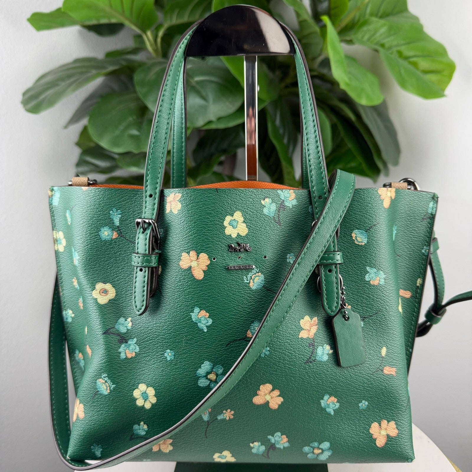 Coach green floral tote - view 2