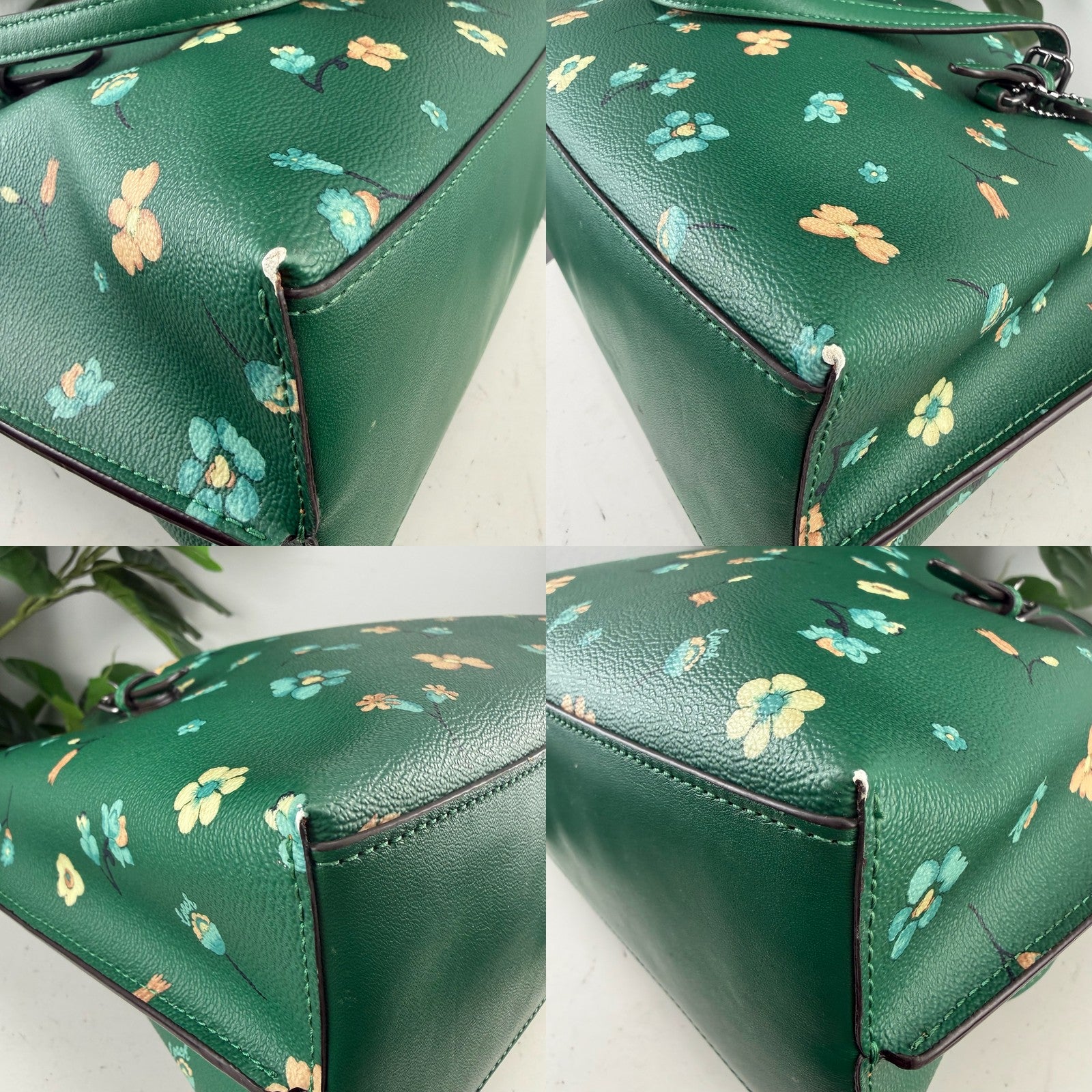 Coach green floral tote - view 4