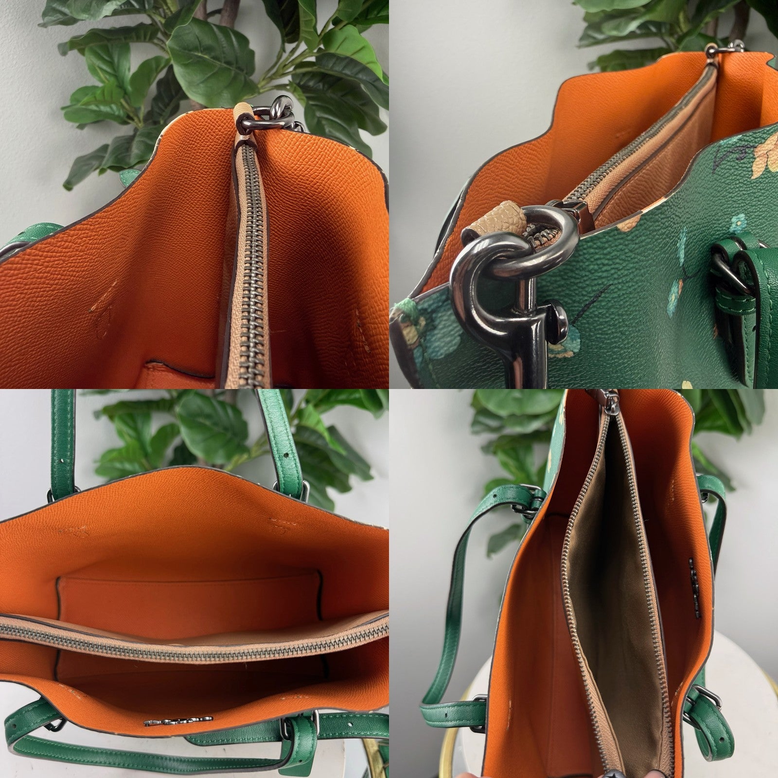 Coach green floral tote - view 5