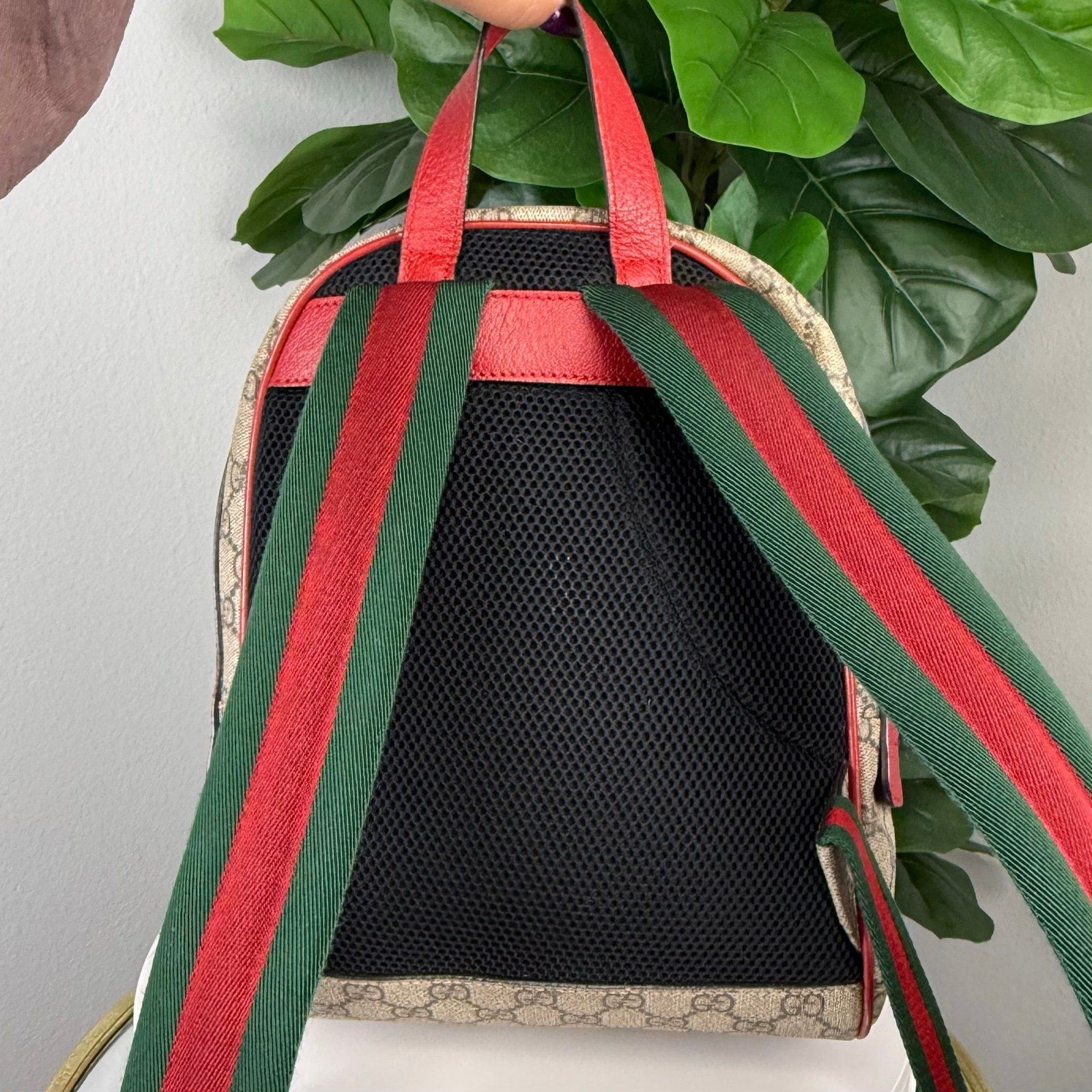 💎Authentic GUCCI Bosco GG Supreme Embroidered Backpack Daypack Canvas Leather