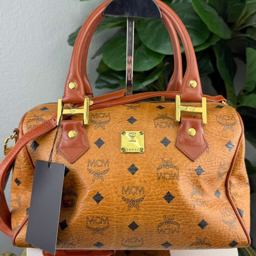 Authentic MCM Visetos Boston Bag