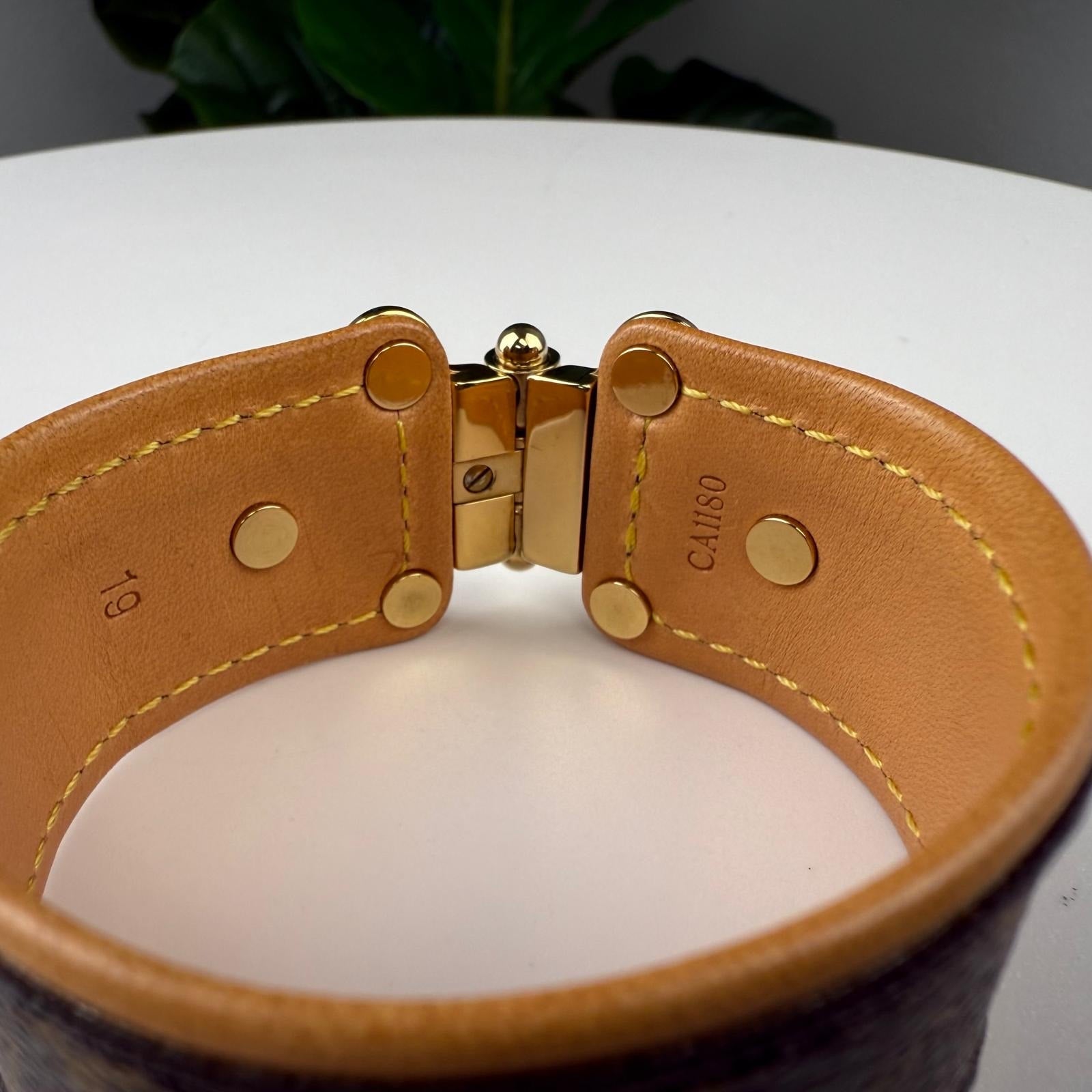 💎Authentic LOUIS VUITTON Monogram Canvas Save It Cuff Bracelet  Size 6 1/2"