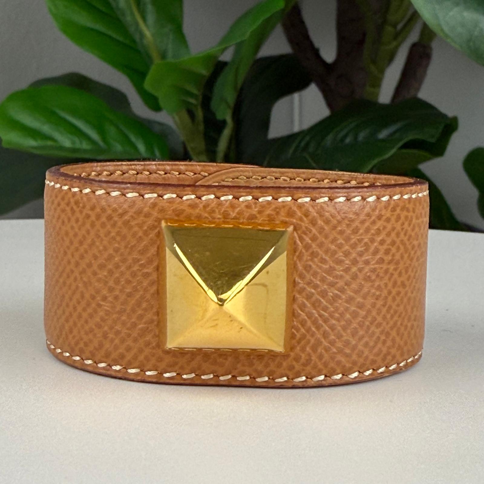 Authentic Hermes Medor Cuff Bracelet Brown 5.50"-6"
