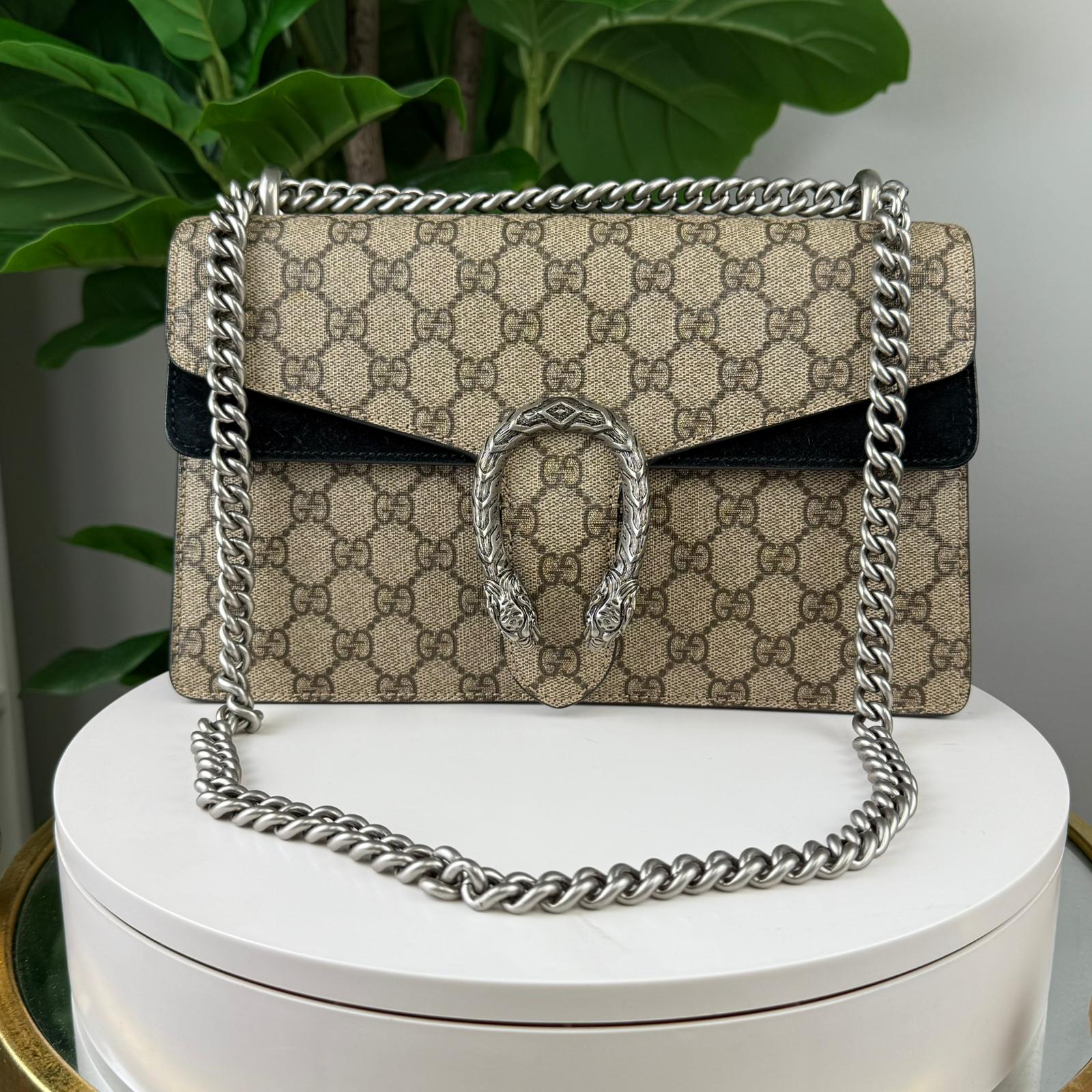 Authentic Gucci Dionysus GG Supreme Shoulder Bag Black