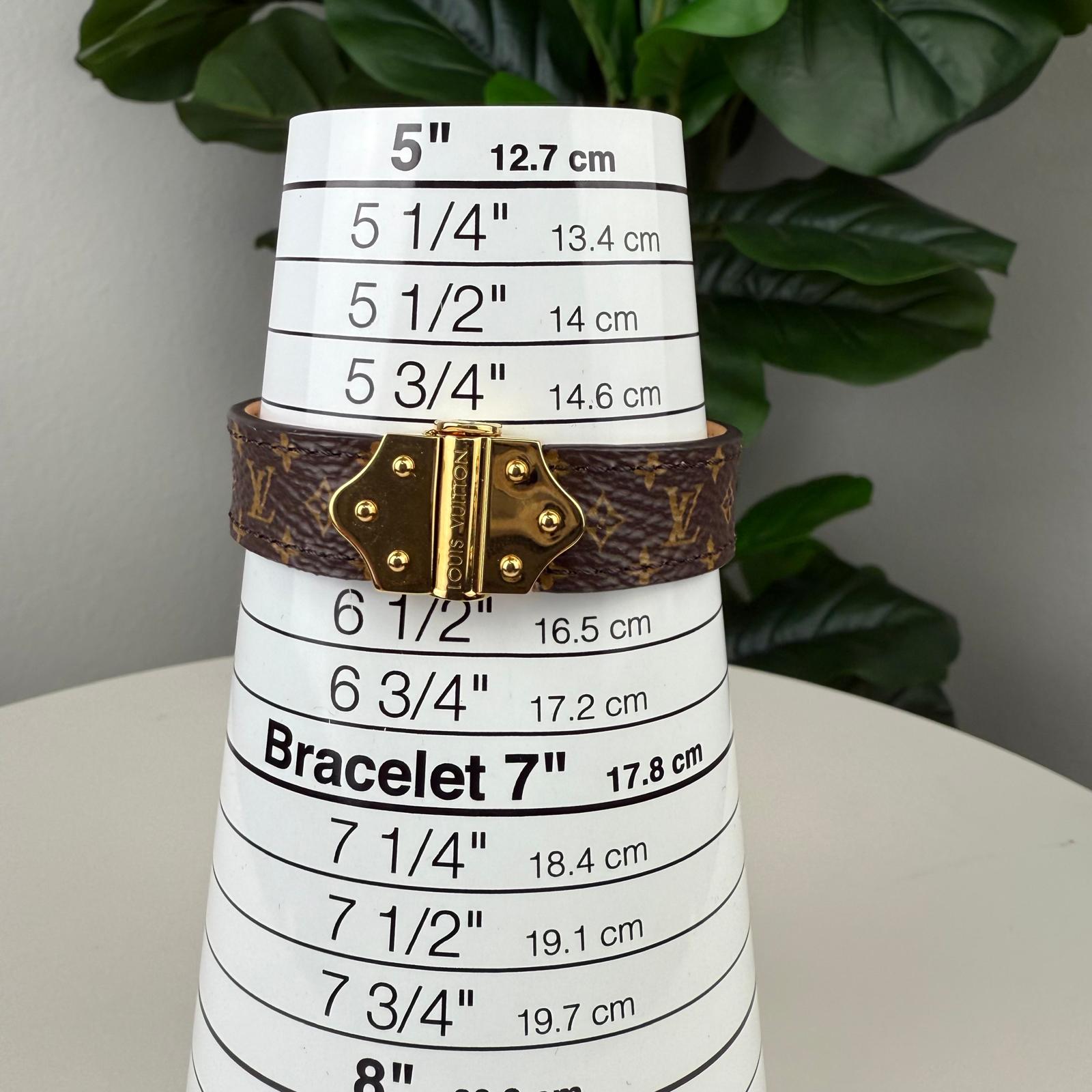 💎Authentic Louis Vuitton Nano Monogram Gold Tone Bracelet Size 6.69"