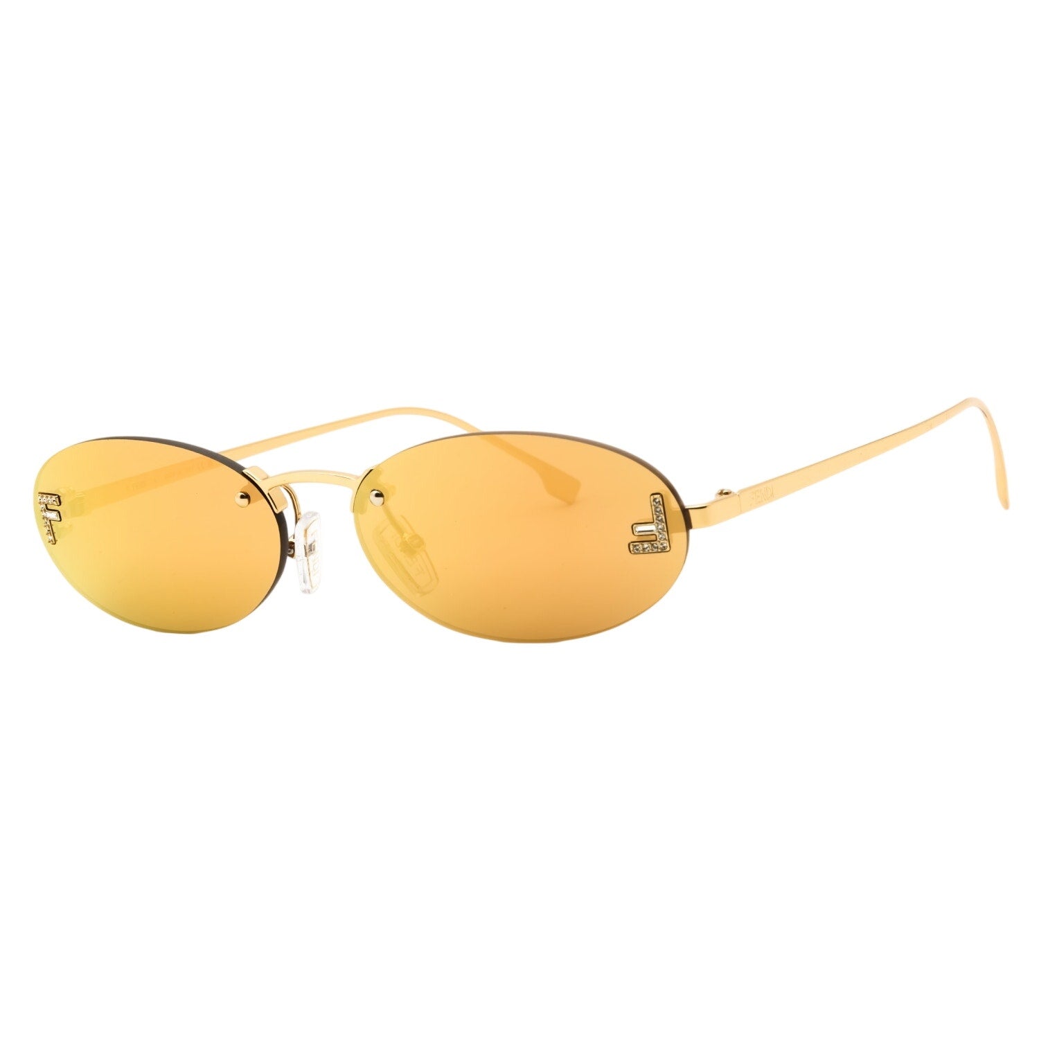 $500+ Retail Fendi First Crystal Oval Rimless Gold Sunglasses
