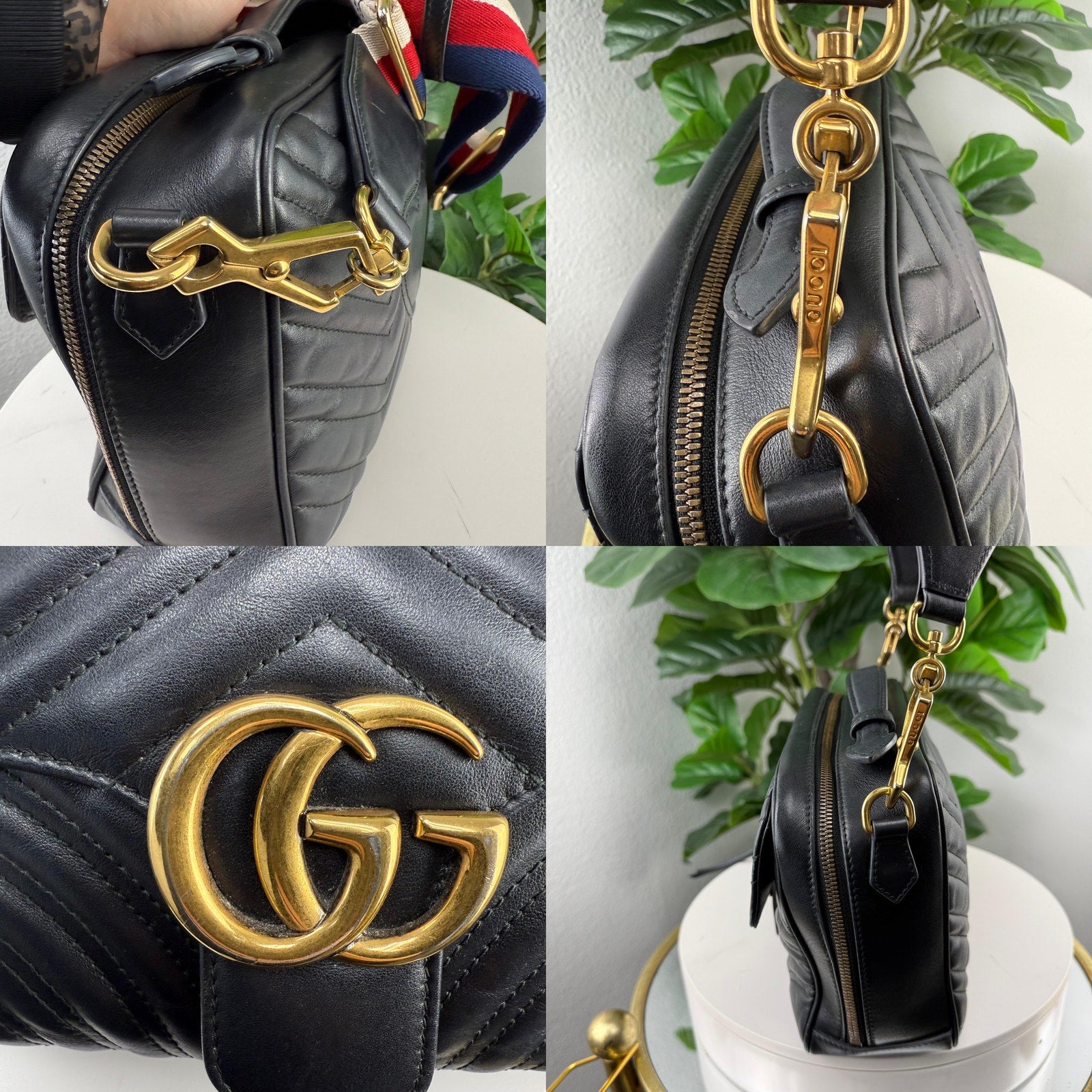 Authentic Gucci GG Marmont Small Black Leather Shoulder Bag