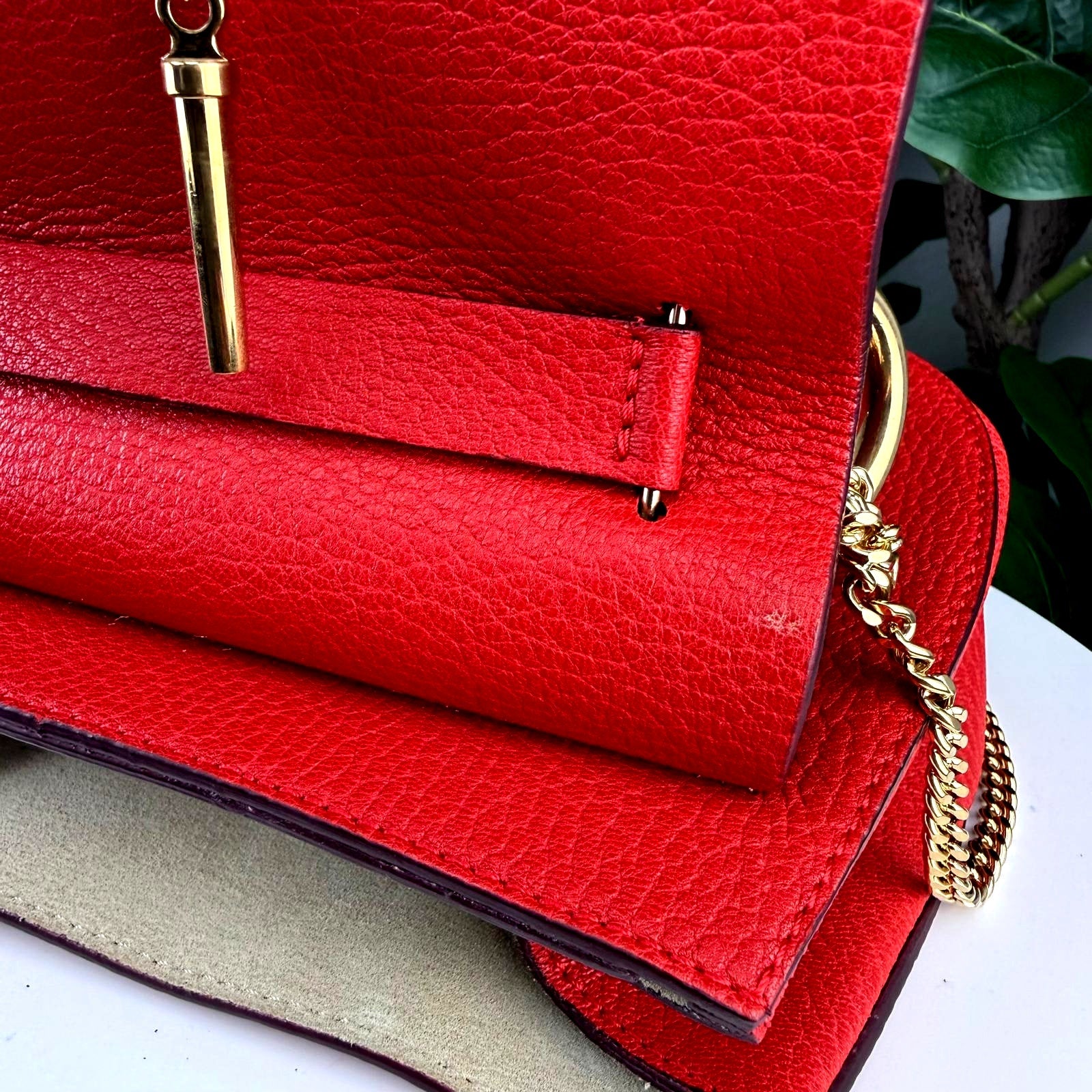 Authentic Chloe Drew Small Leather Saddle Crossbody Bag Red