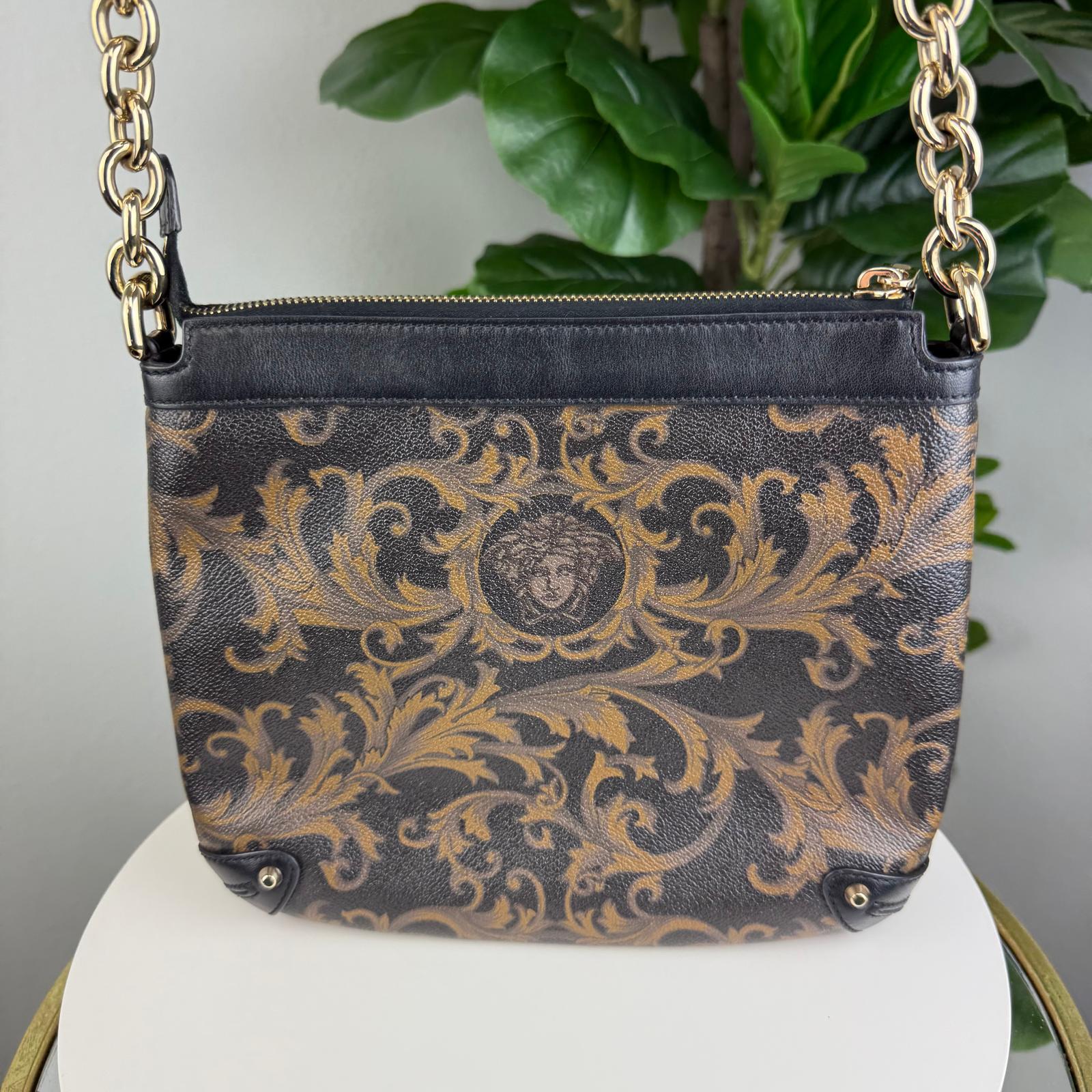 Authentic Versace Medusa Barocco Pattern Crossbody Bag