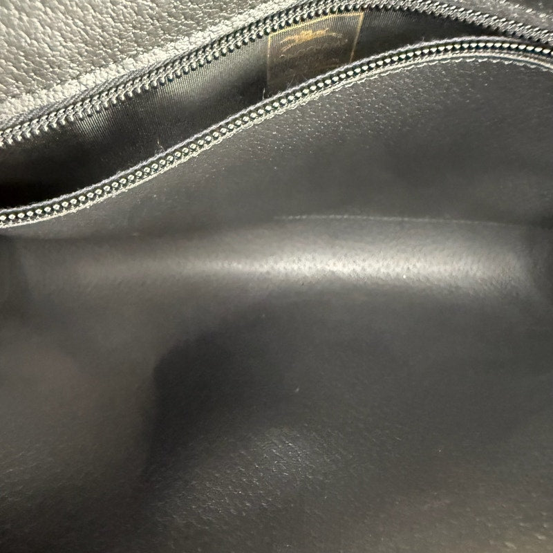 Longchamp Pebbled Leather Black Envelope Flap Crossbody Bag Authentic Pre Owned