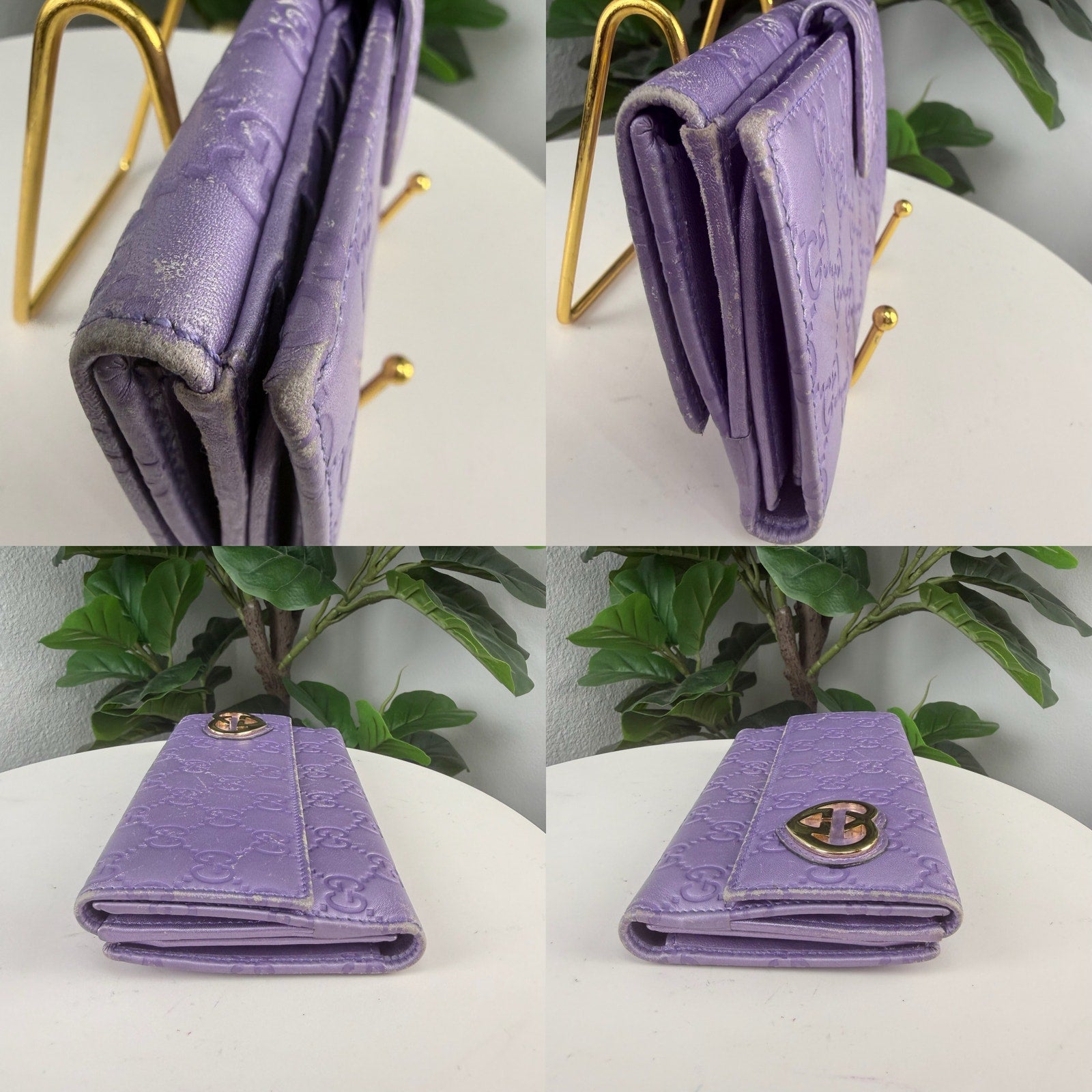 Gucci Guccissima Leather Purple Long Wallet Authentic Pre Owned