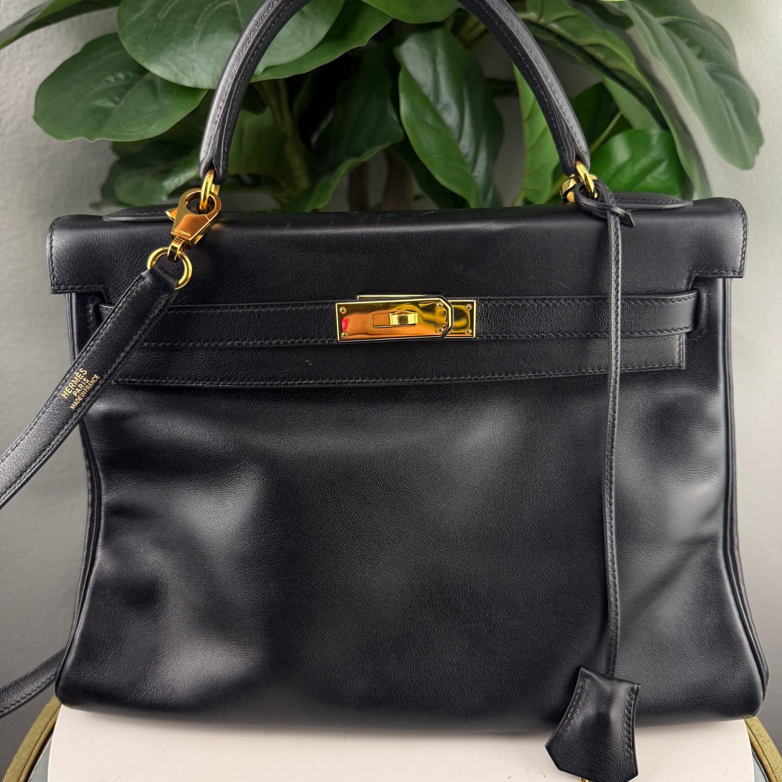 Authentic Hermes Kelly Bag Serpenti Forever Shoulder Bag Black