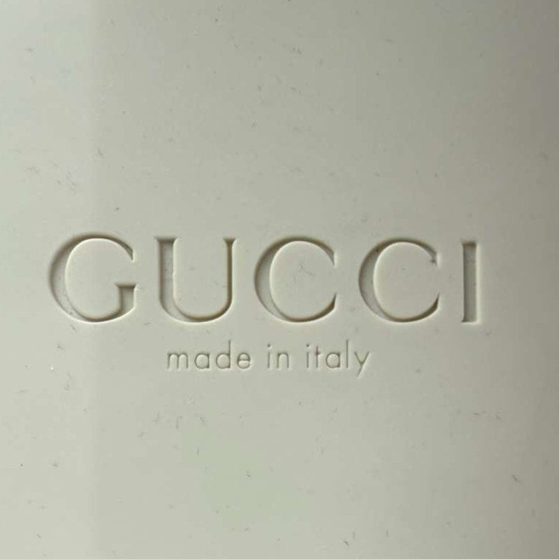LW3 Authentic Gucci Platform Thong Mystic White Rubber Women Logo Sandals