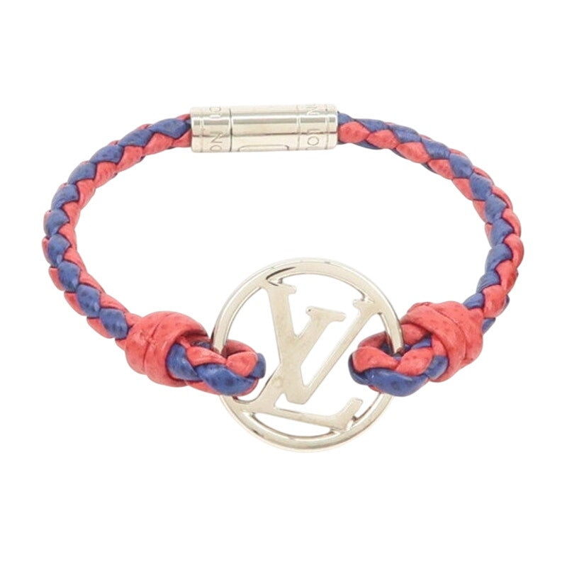 Authentic Louis Vuitton Circle Bicolor Silver Tone Braided Bracelet