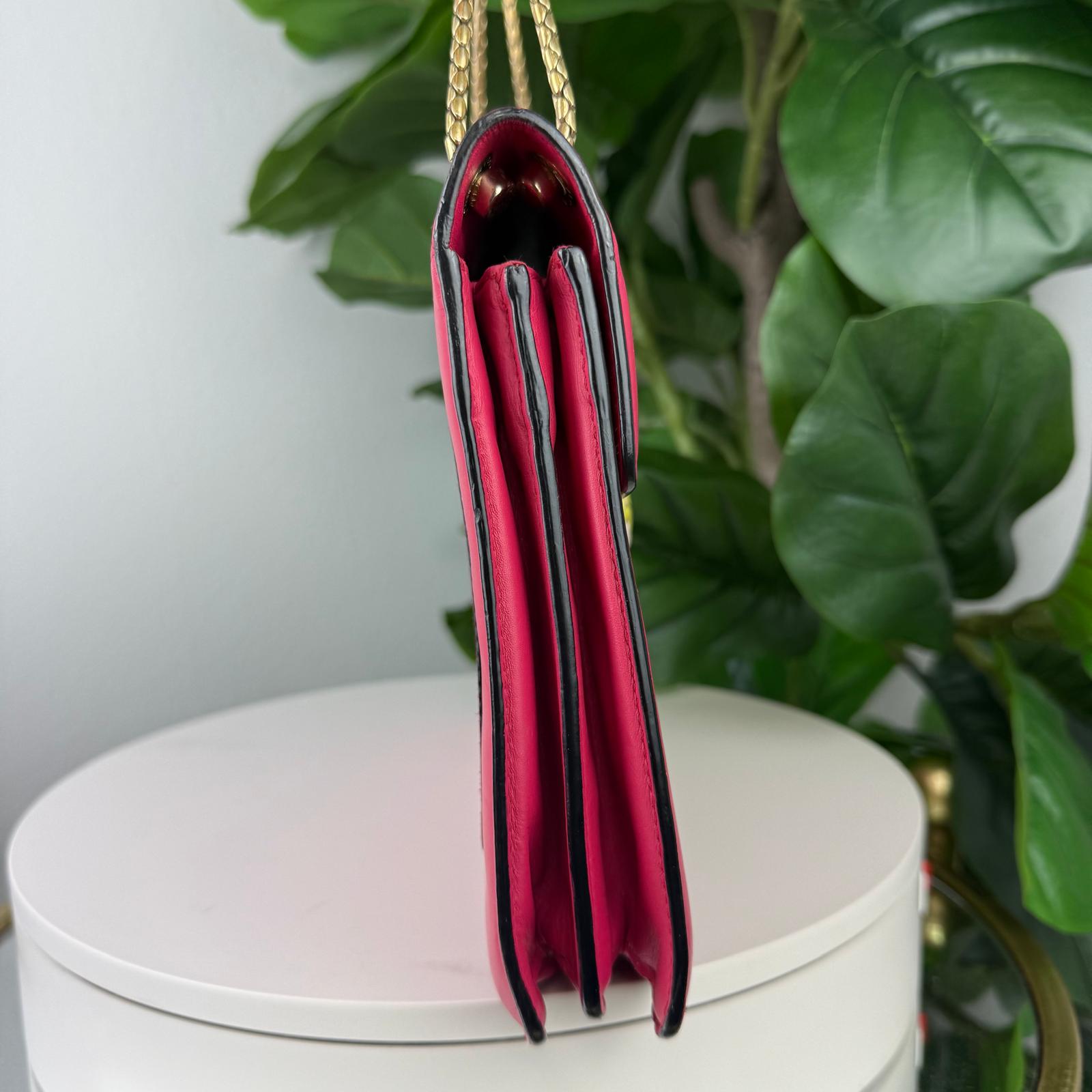 Authentic BVLGARI Serpenti Chain Shoulder Bag Calf Leather