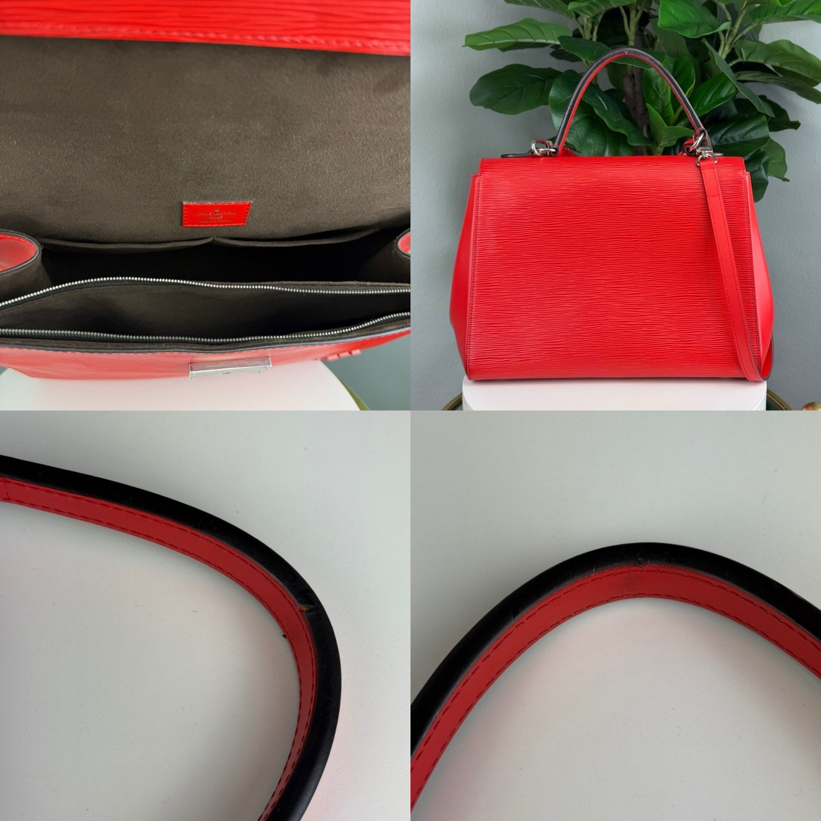 Authentic Louis Vuitton Coquelicot Epi Cluny Handbag