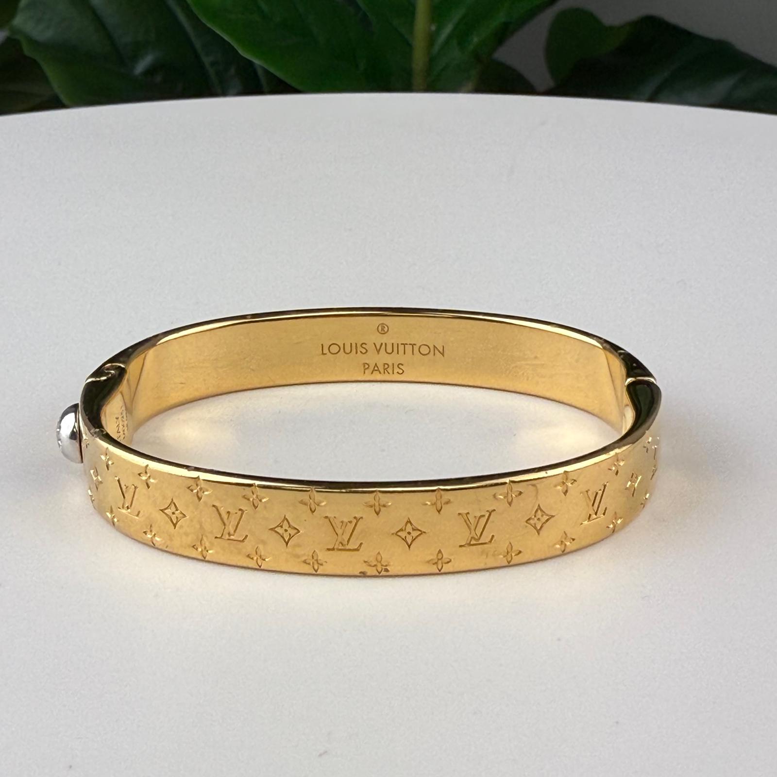 💎Authentic Louis Vuitton Nanogram Cuff Gold Bracelet Size 6"