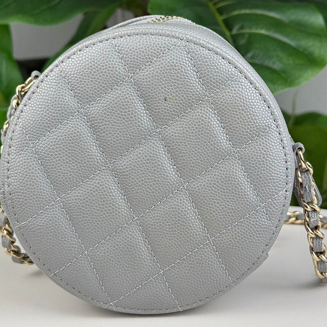 Authentic Chanel Matelasse Round Chain Shoulder Bag