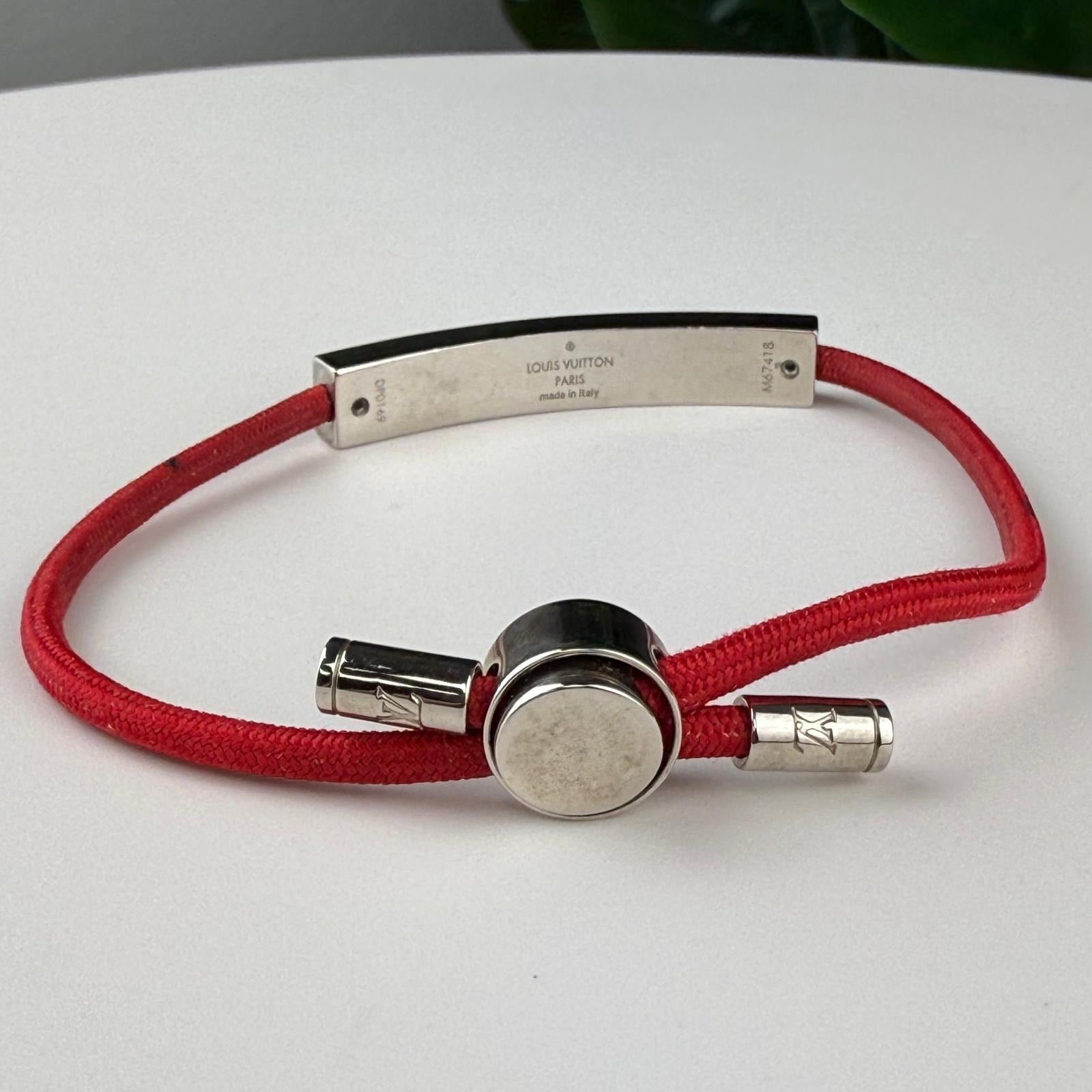 💎✨Authentic LOUIS VUITTON  Nylon LV Space Bracelet Rouge Adjustable Size 5-9"