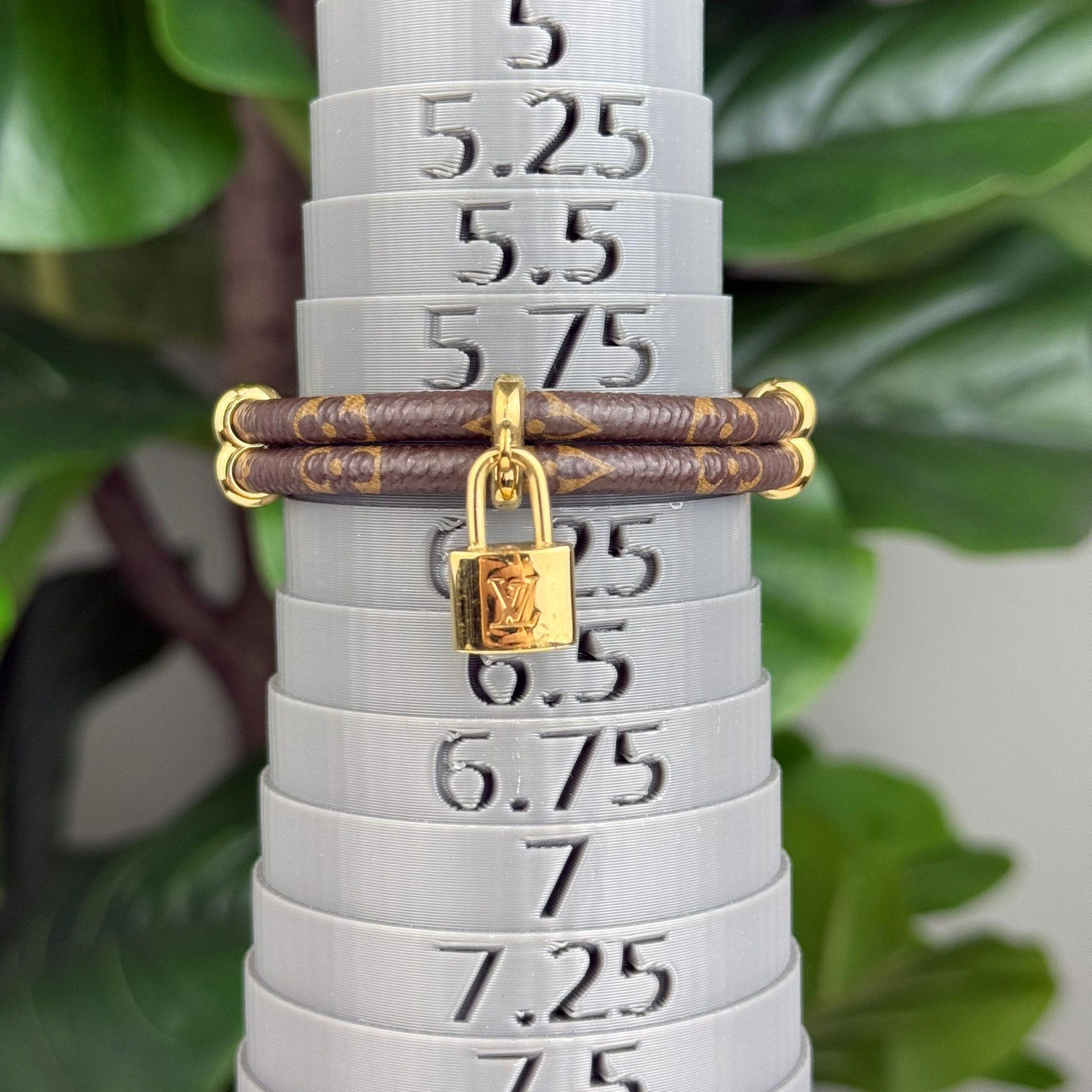 Authentic  Louis Vuitton BraceletCanvas Metal Monogram Size 6