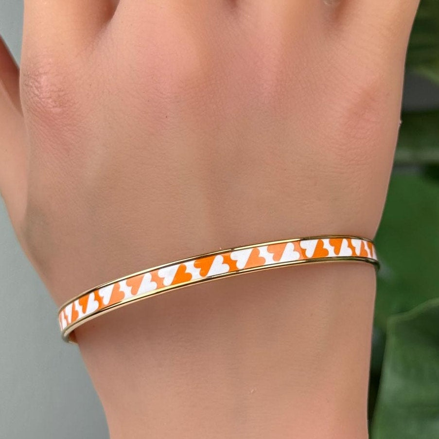 Authentic Hermes Cartes a Jouer Enamel Bangle Bracelet 7 3/4"