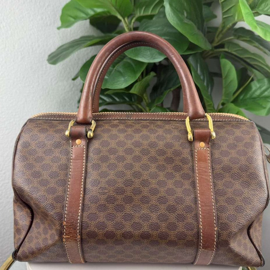 Authentic Celine Leather Bowling Bag Brown