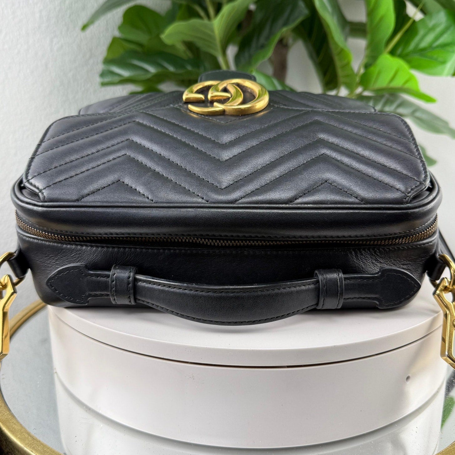 Authentic Gucci GG Marmont Small Black Leather Shoulder Bag