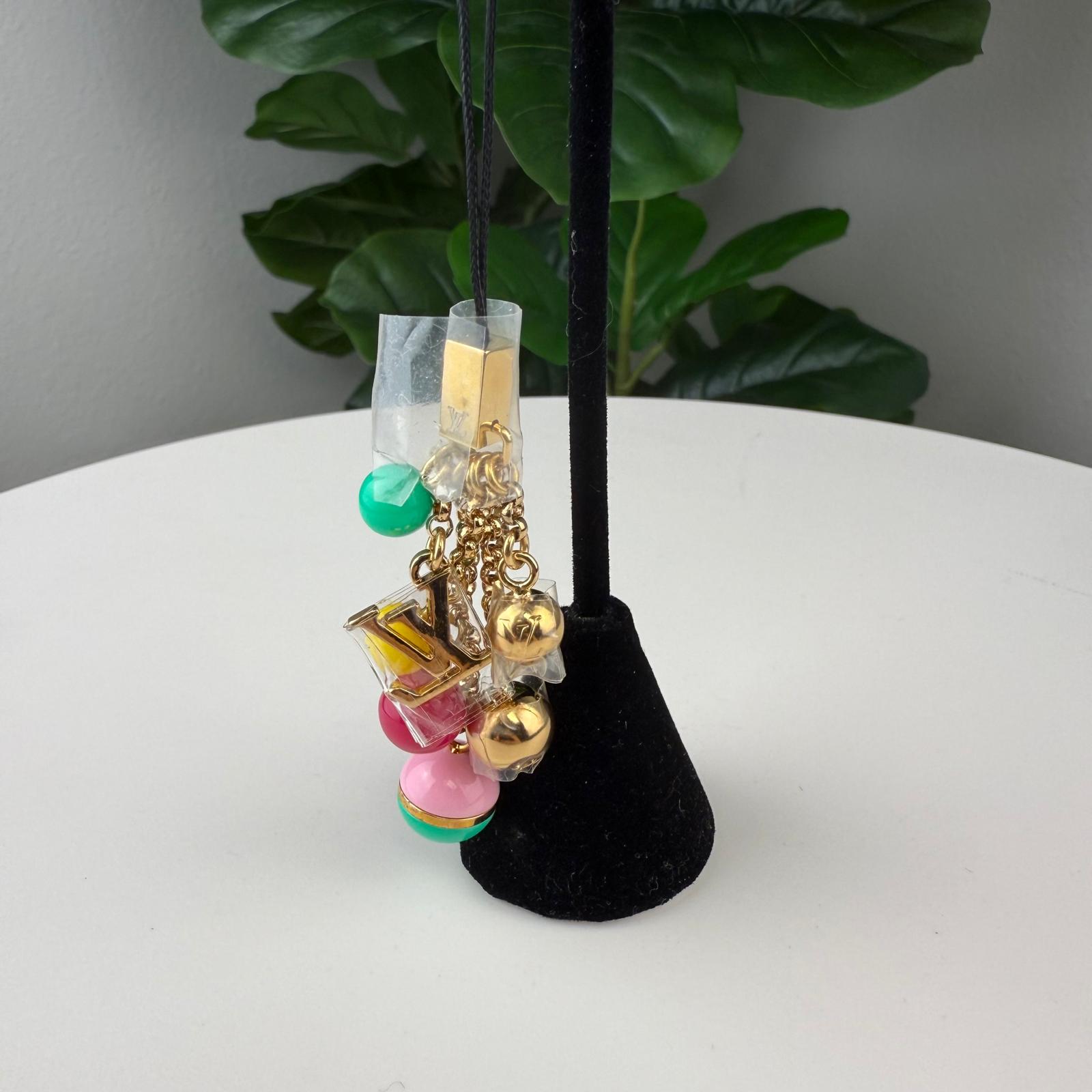 💎Authentic Louis Vuitton Goldtone Multicolor Phone Charm