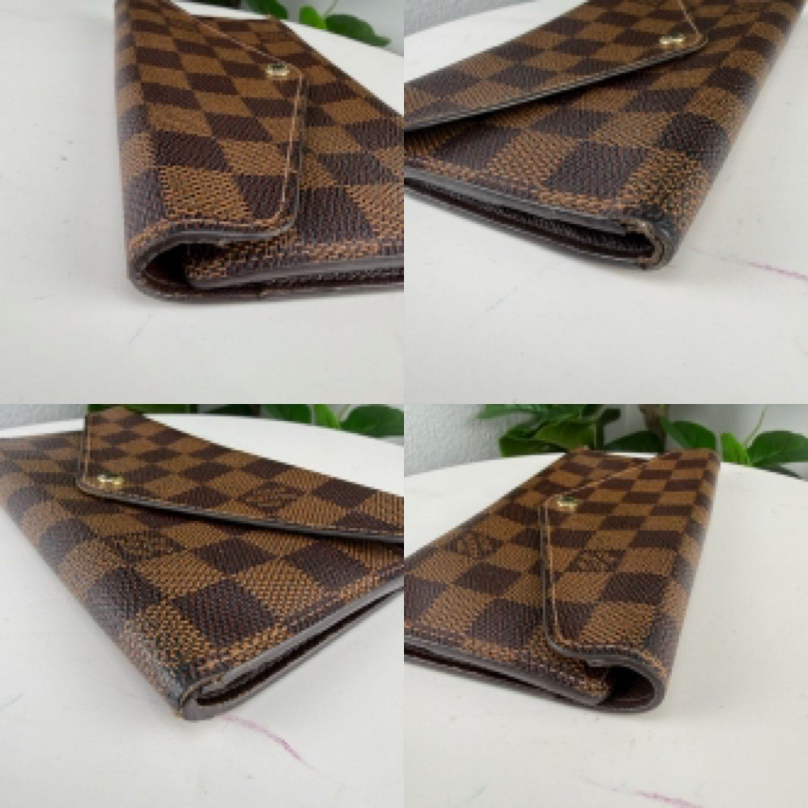 Louis Vuitton Sarah Wallet Damier Ebene Canvas Brown Authentic Pre Owned
