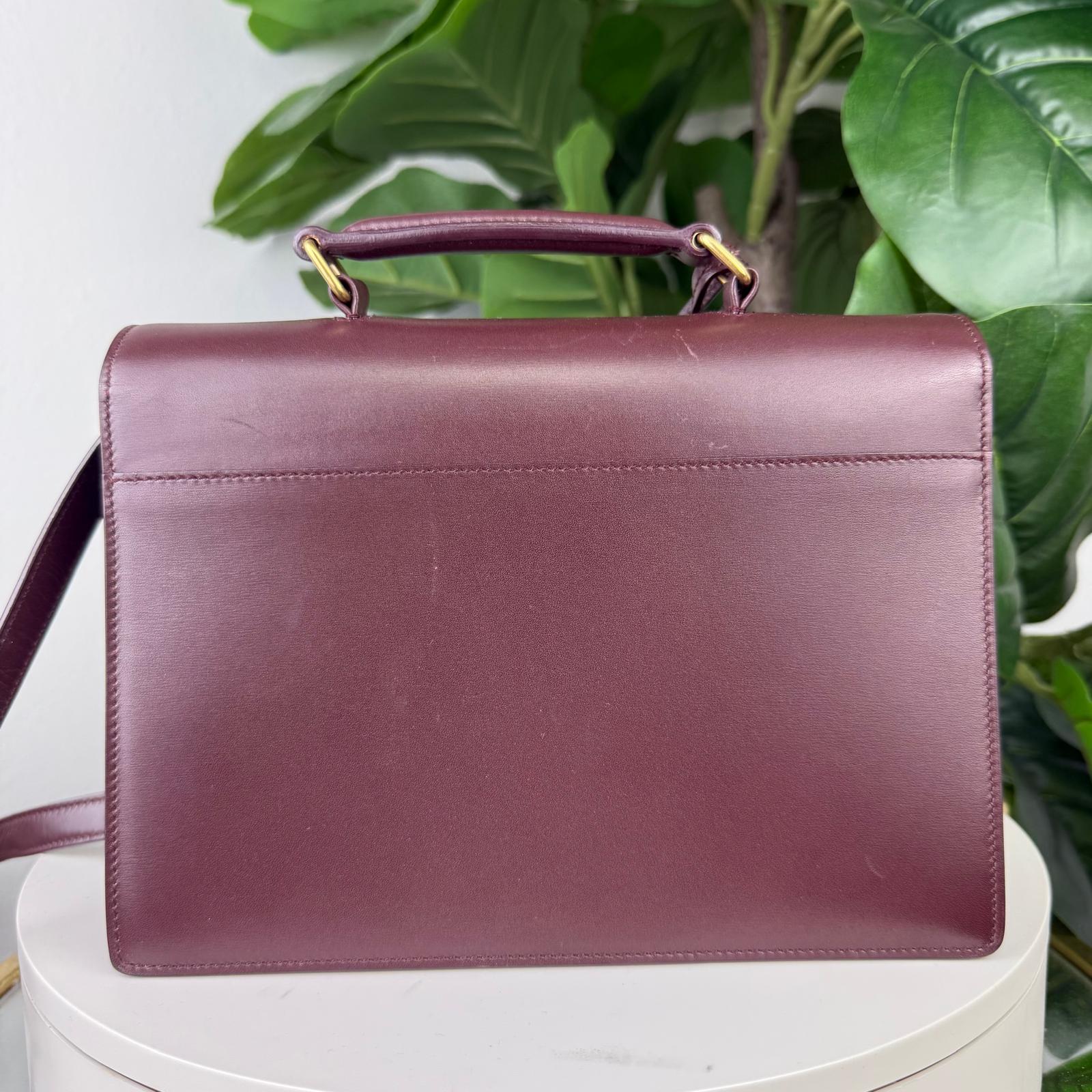 Authentic YSL Classic Saint Laurent Calfskin Highschool Satchel Burgundy